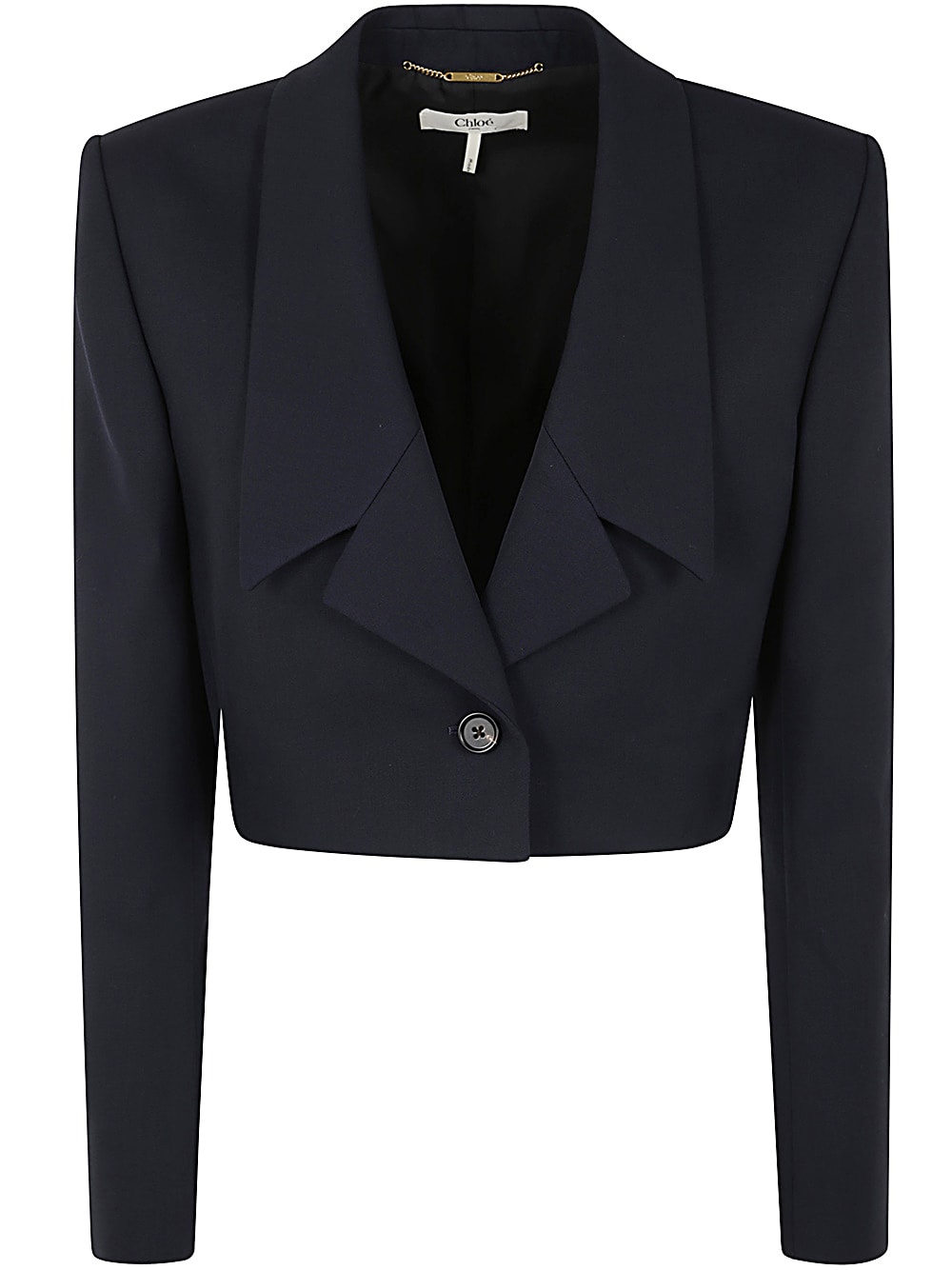 Shop Chloé Wool Cropped Blazer In Z Eclipse Blue