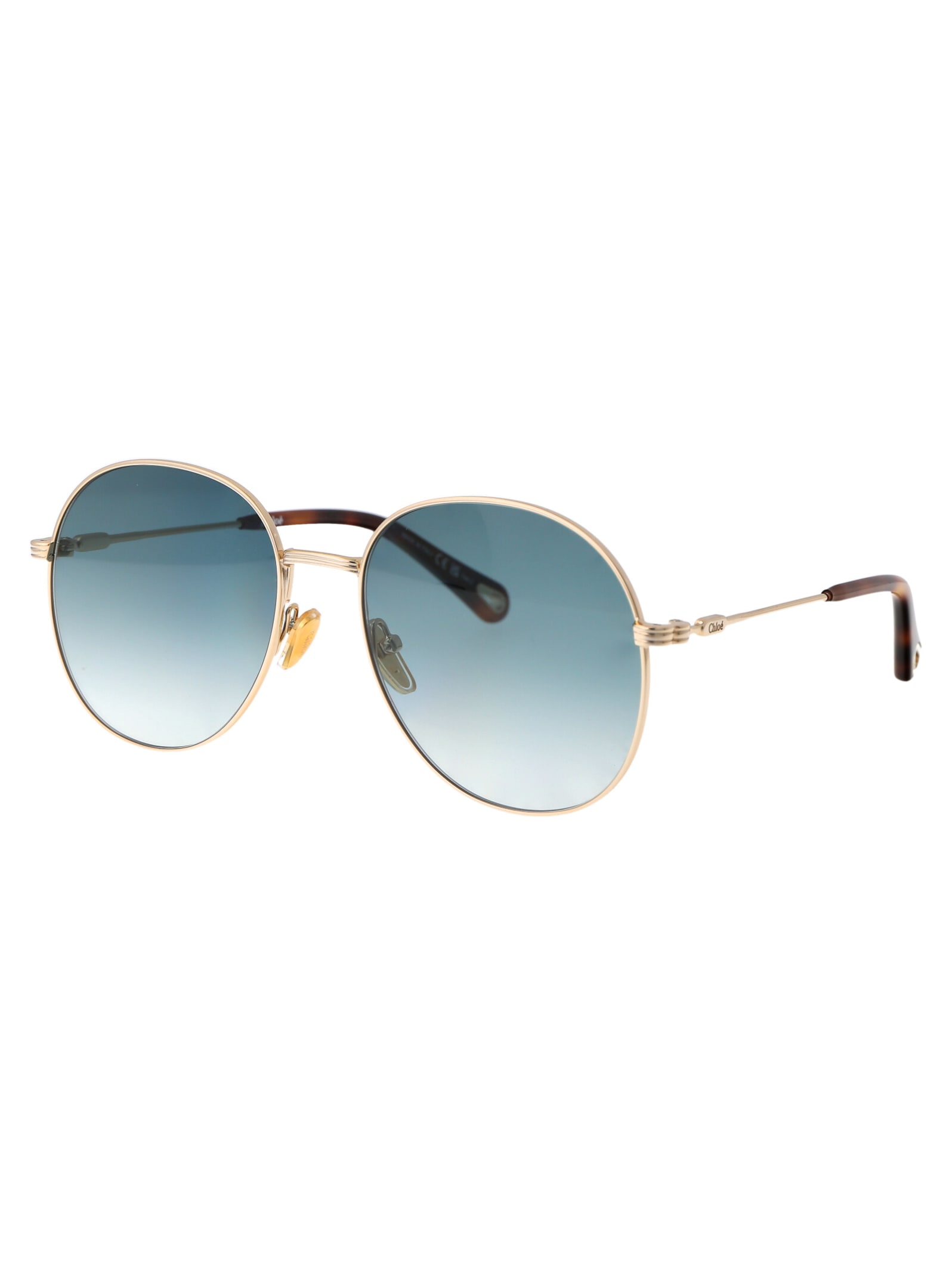 Shop Chloé Ch0178s Sunglasses In 004 Gold Gold Green