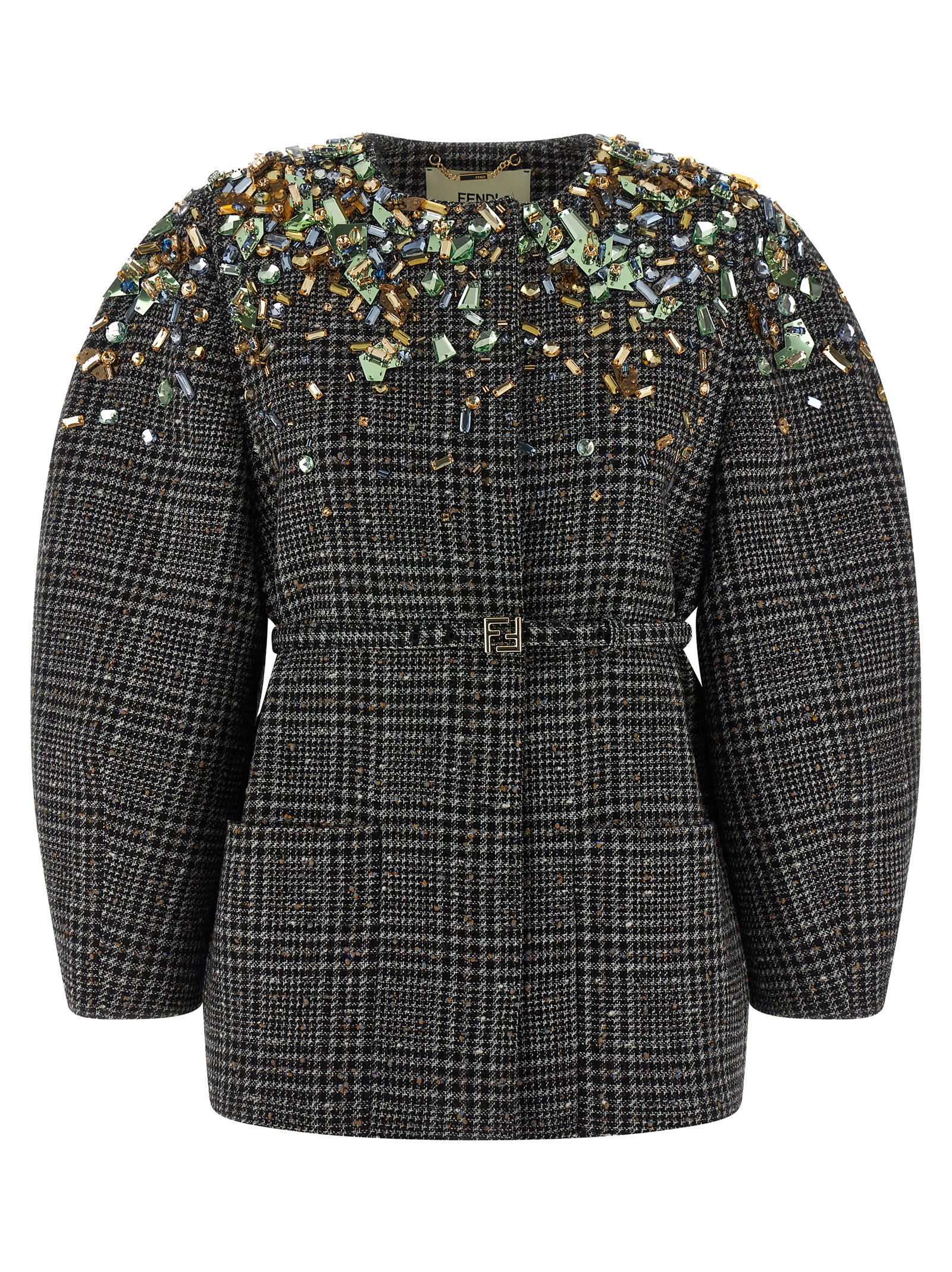 Fendi Tweed Jacket In Gray