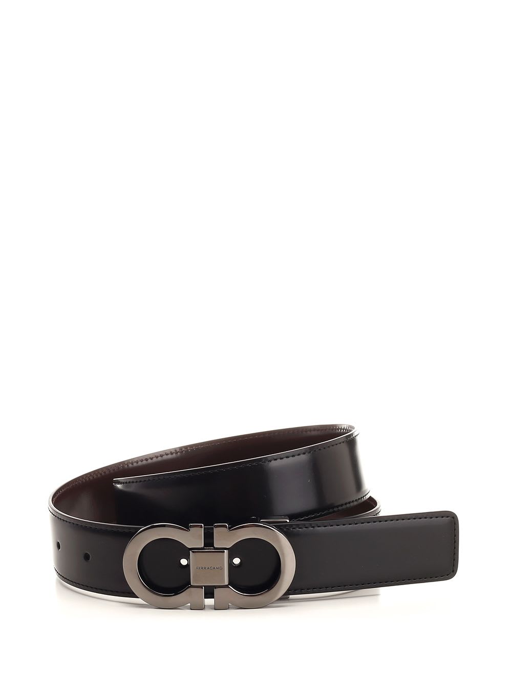 Shop Ferragamo Gancini Belt In Black