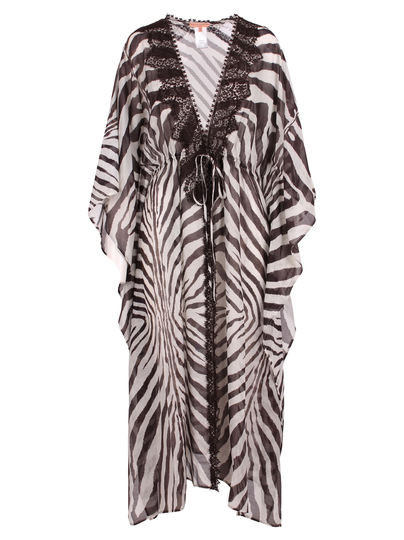 Ermanno Scervino Long Zebra Stripe Print Kaftan Dress