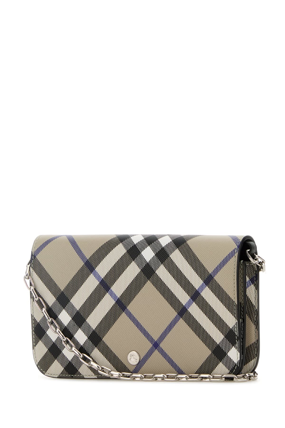 Burberry Checked Chain-linked Wallet In Lichen