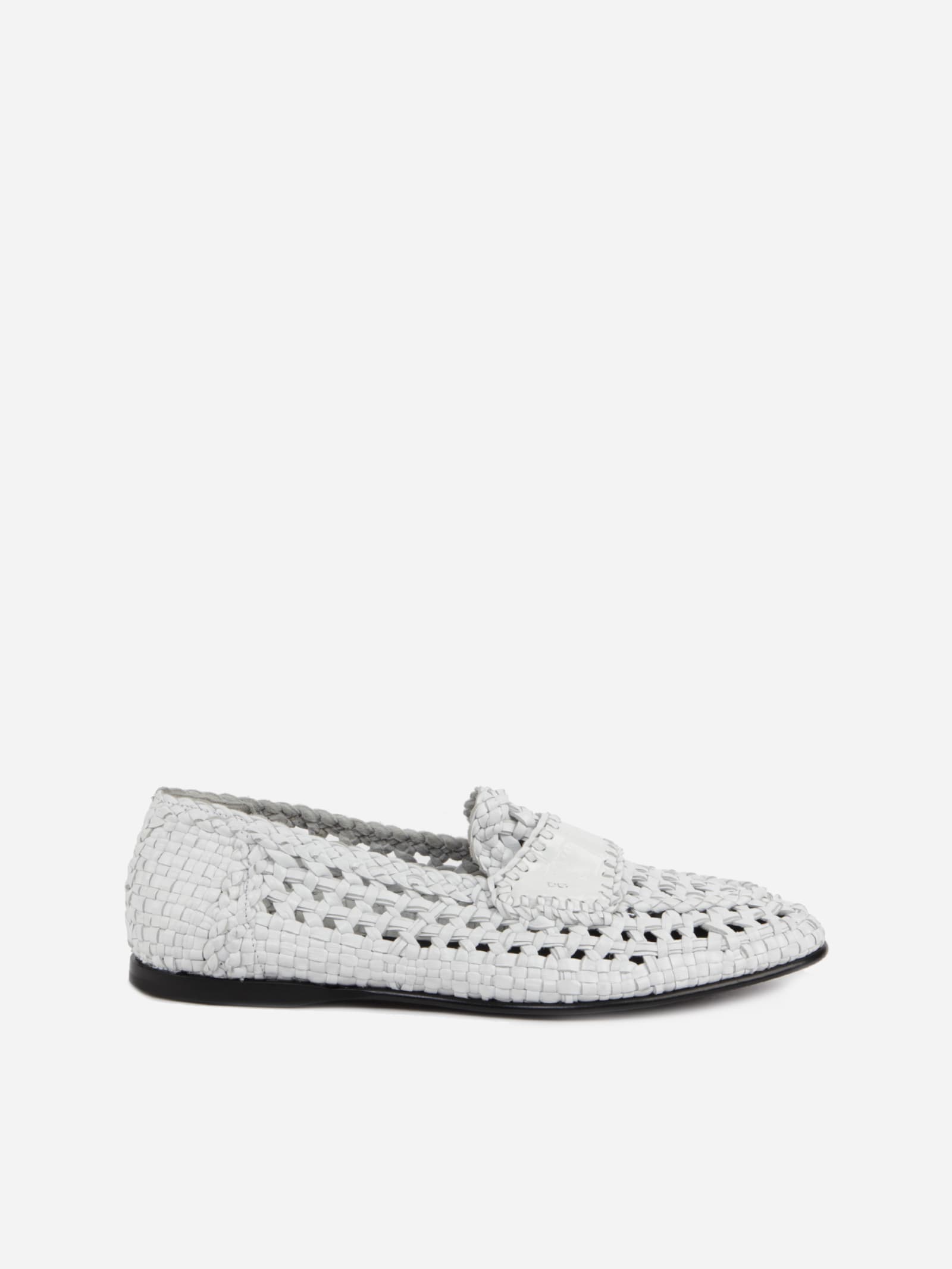 DOLCE & GABBANA SLIP-ONS MADE OF LEATHER WITH A WOVEN PATTERN,A50378 AO72480001