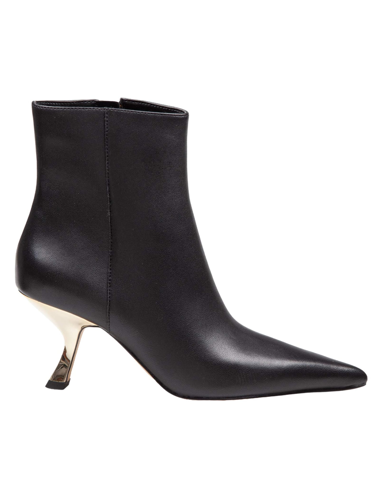 Shop Michael Kors Luna Ankle Boot In Leather With Mirror Heel In Black