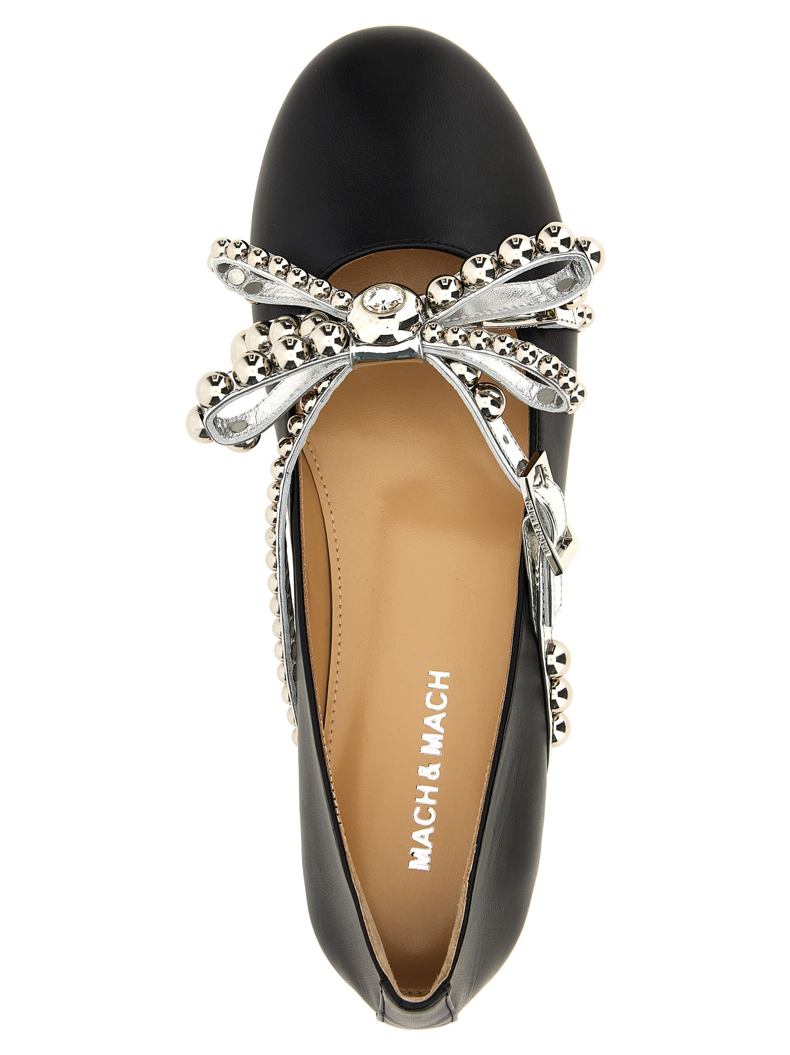 Shop Mach &amp; Mach Crystal Studs Ballet Flats In Black