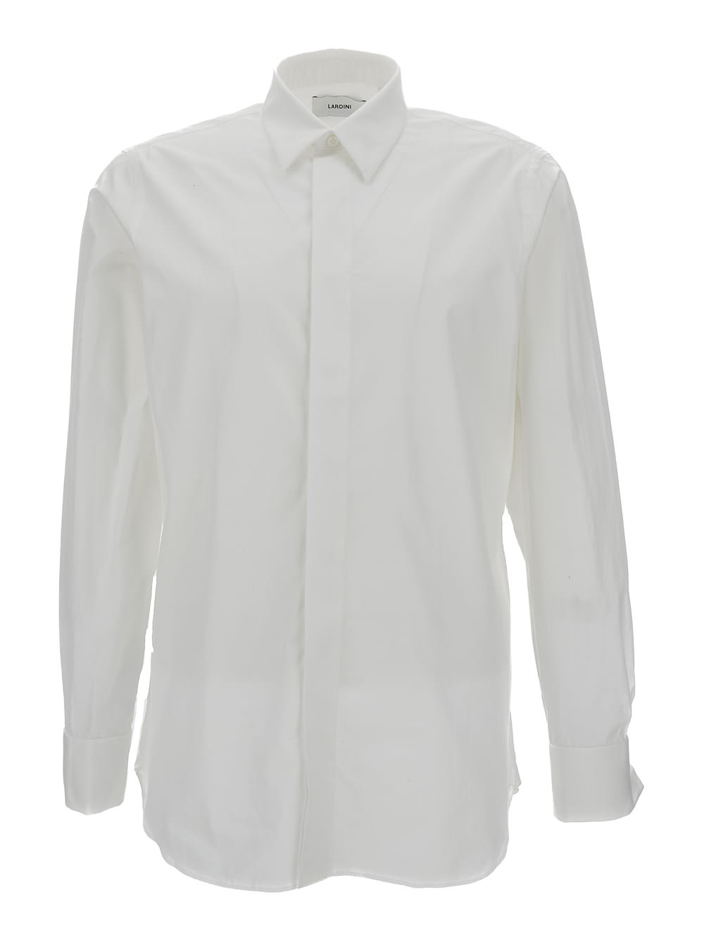 Shop Lardini White Shirt With Concealed Closure In Cotton Man