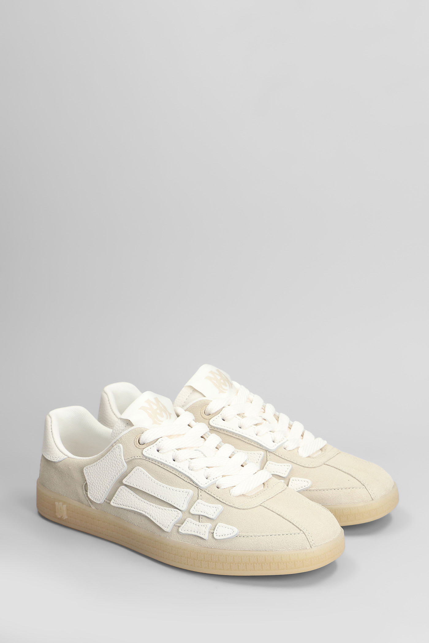 Amiri Mens Pacific Bones Branded Suede Low-top Trainers Brow