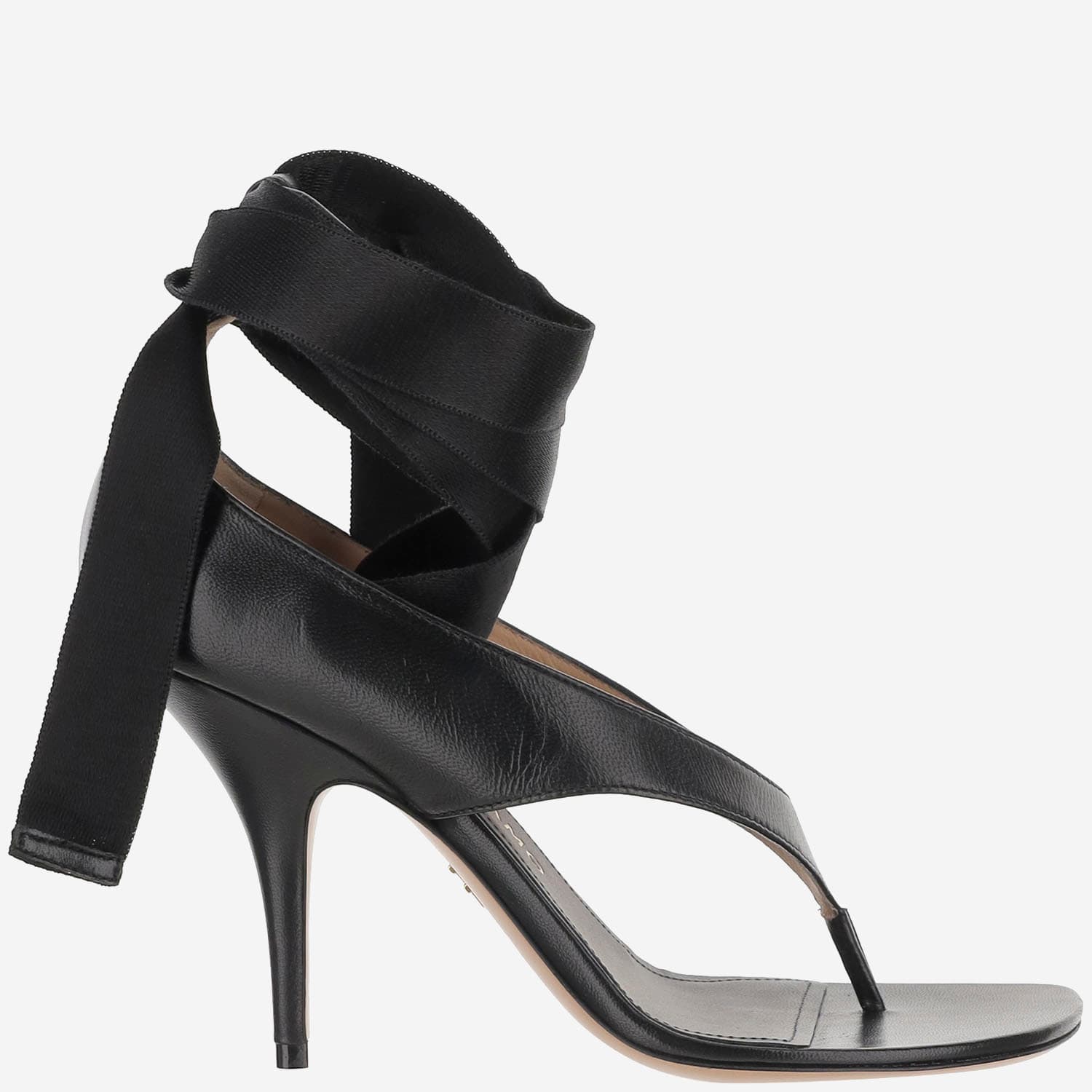 Shop Ferragamo Leather Sandal With Heel In Black