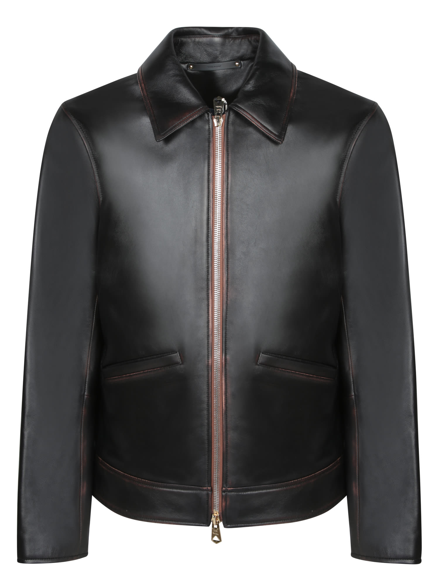 PAUL SMITH DESTROYED BROWN LEATHER JACKET