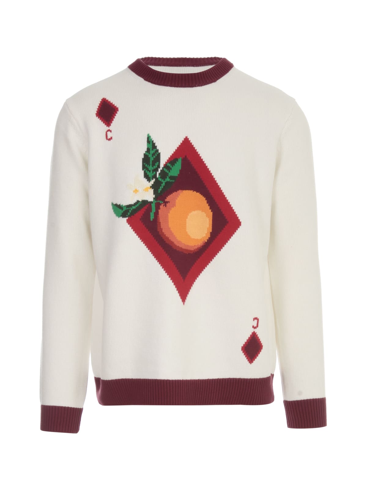 Casablanca Orange Card Intarsia Sweater