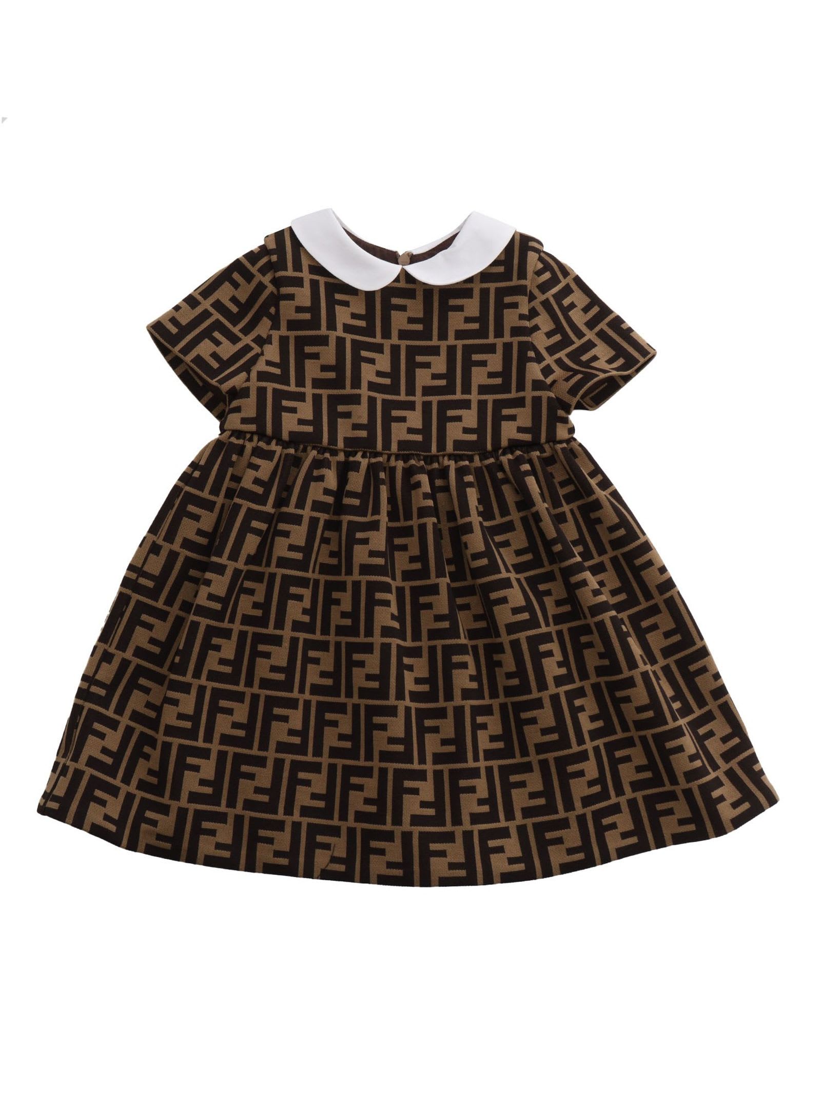 FENDI FENDI KIDS DRESSES BROWN 