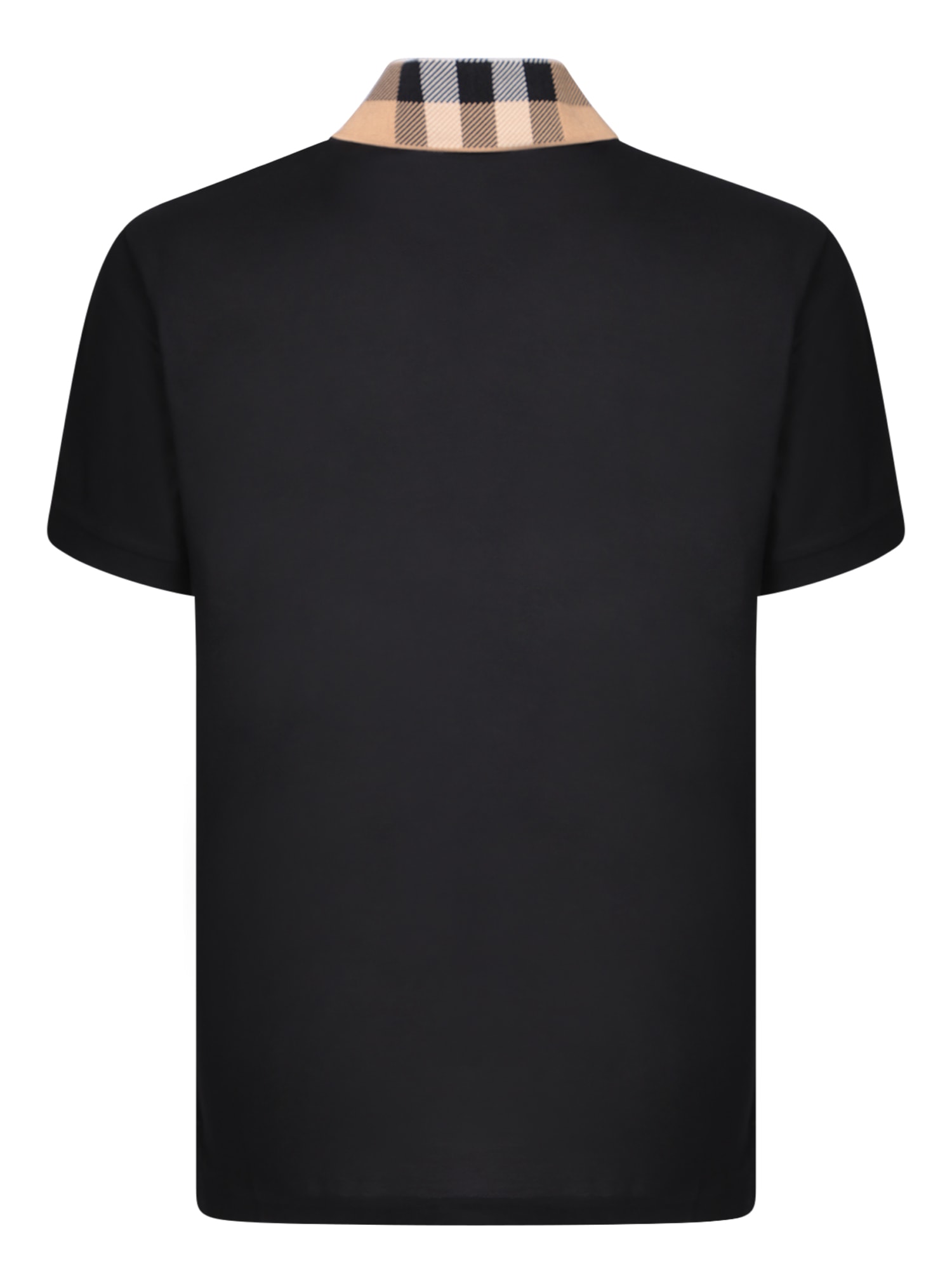 Shop Burberry Black Cotton Polo Shirt