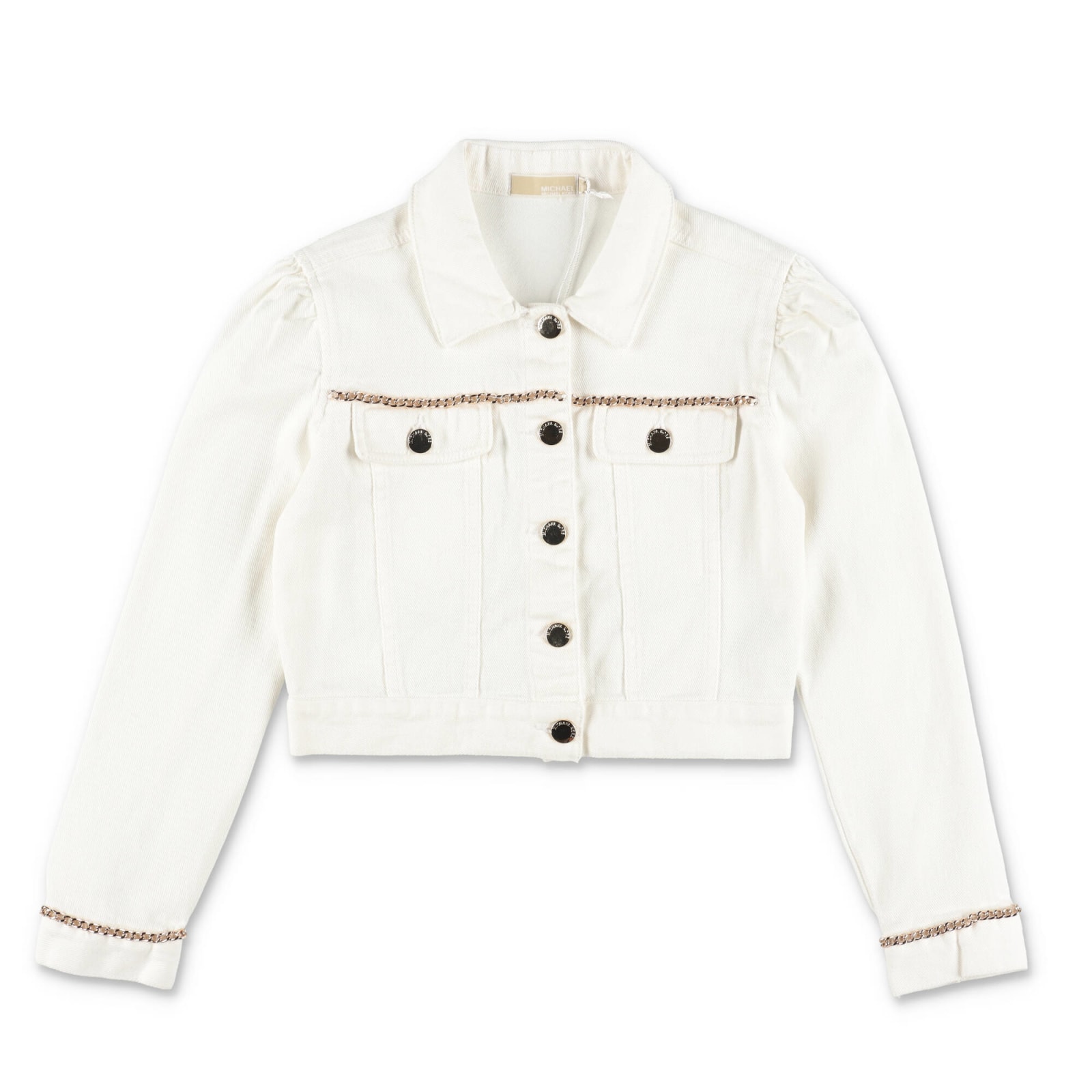 Michael Kors Teen Girls Ivory Logo Denim Jacket