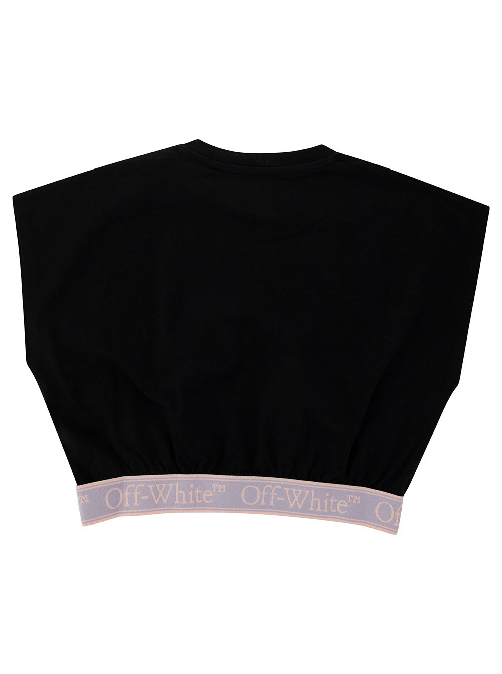 Shop Off-white Black Crop Top With Branded Band In Cotton Girl