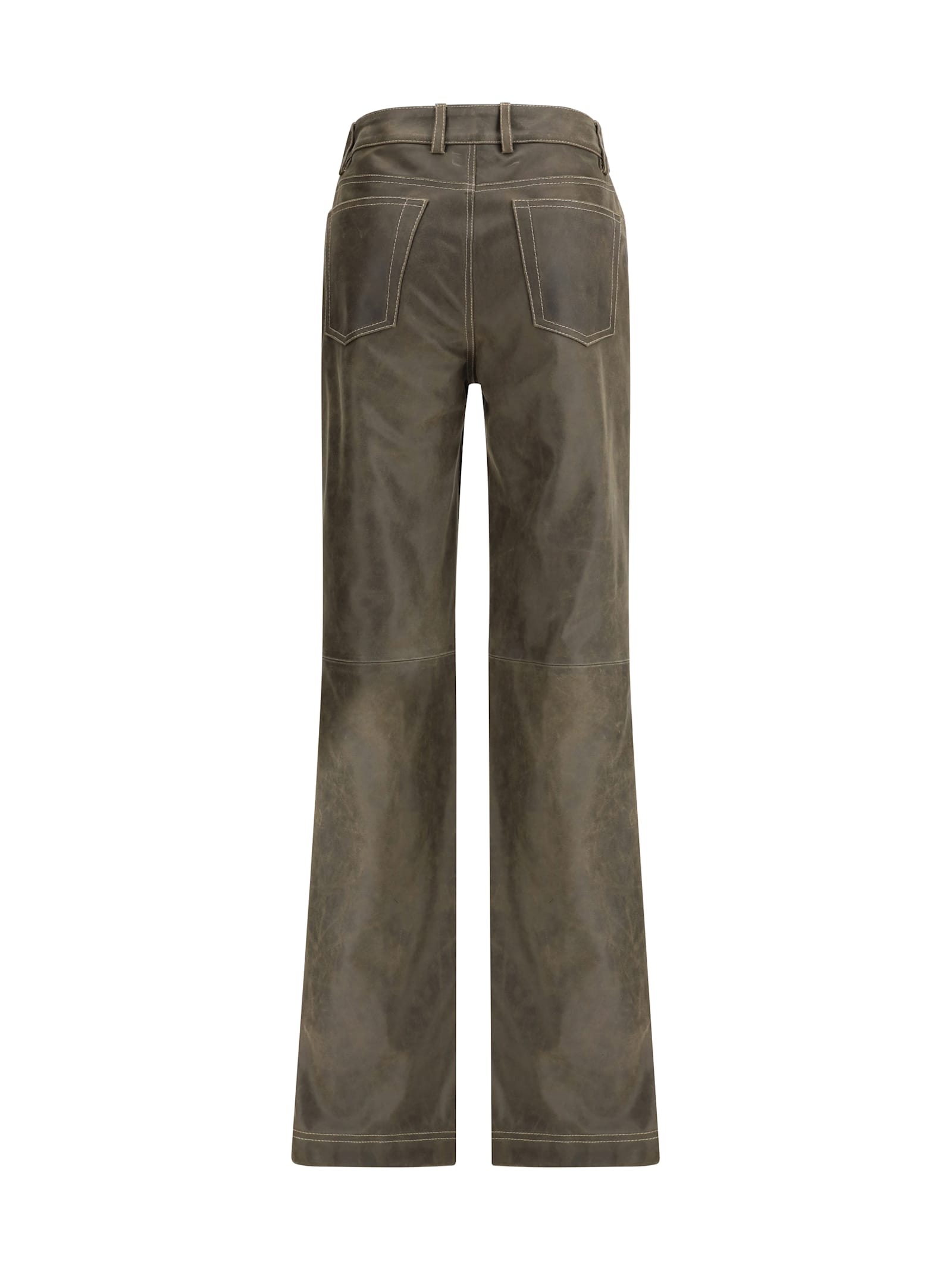 Etro Flared Leather Trousers In Green