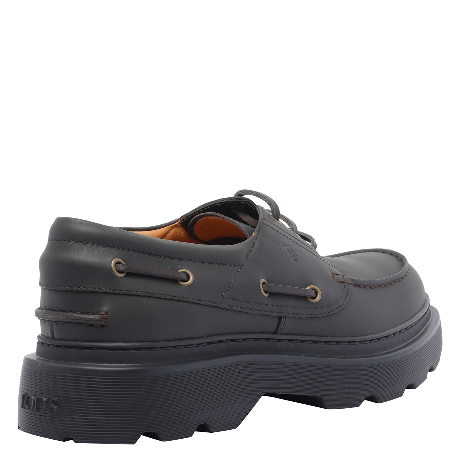 Tod's Brown Leather Loafers With Rounded Toe And Chunky Sole In Brown