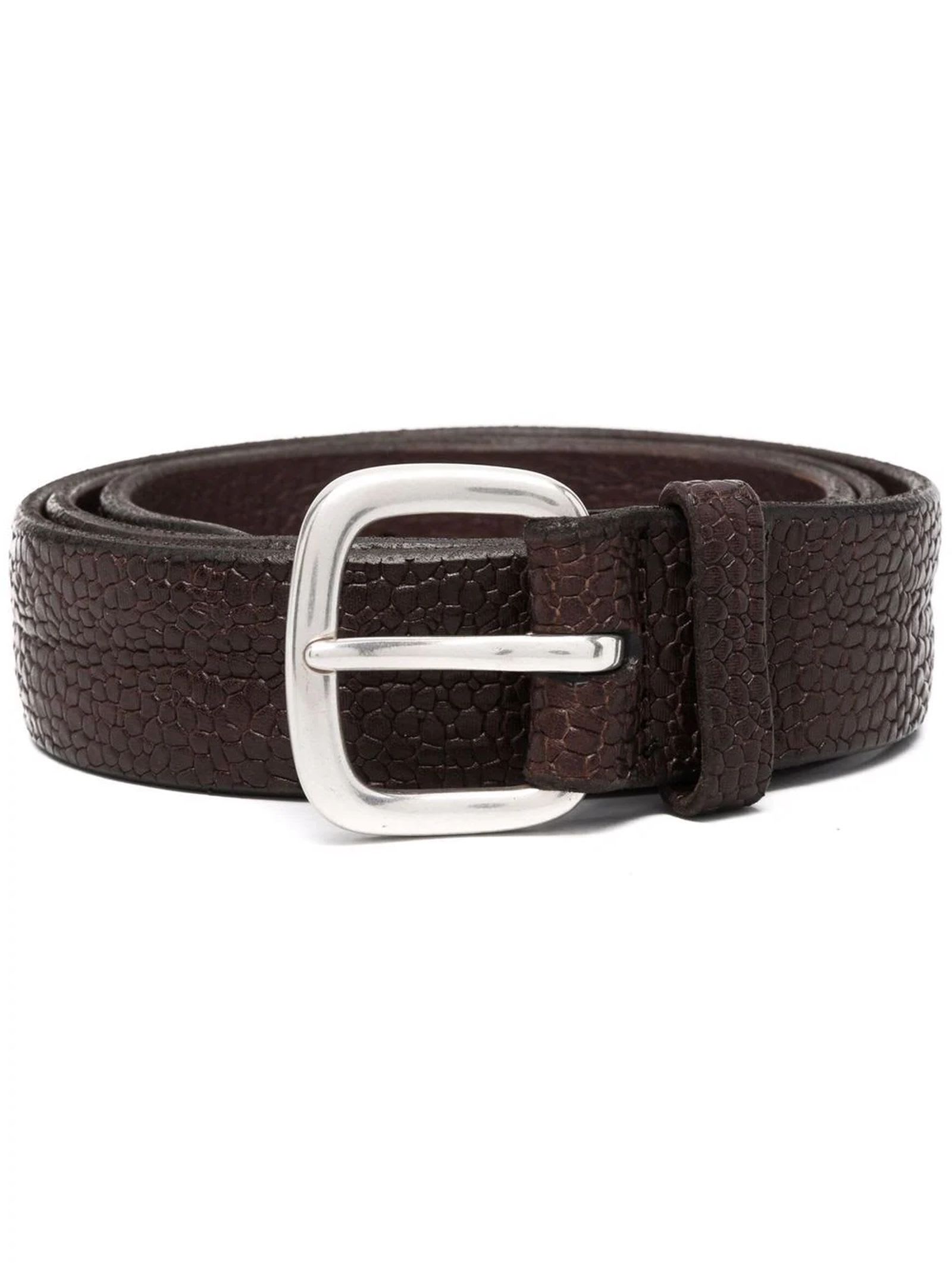 Orciani Grit Embossed Leather Belt