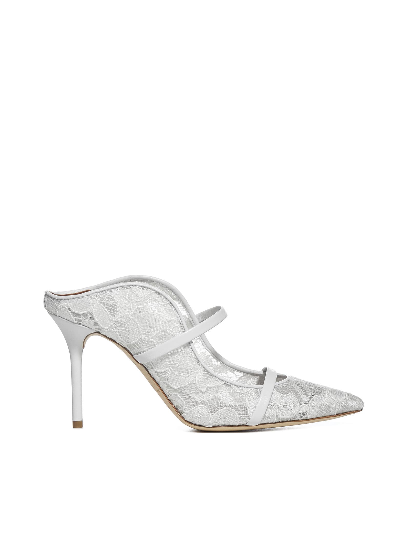 Malone Souliers Maureen 85 Lace And Leather Mules