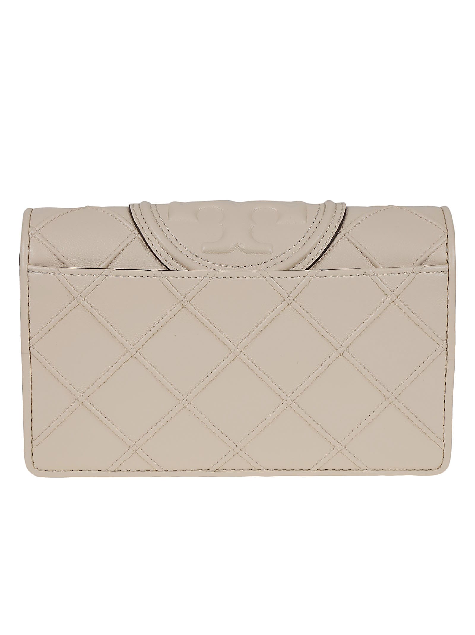 Shop Tory Burch Fleming Soft Chain Wallet In New Cream