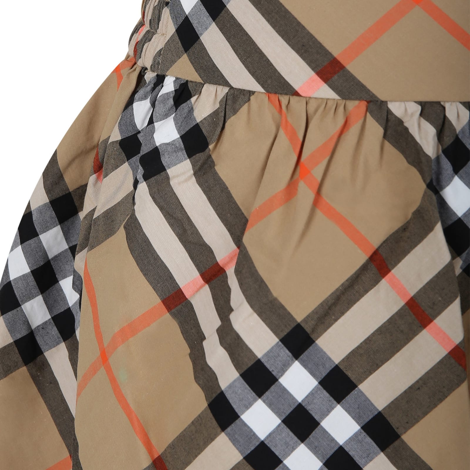 Burberry Beige Skirt For Girl With Vintage Check In Brown