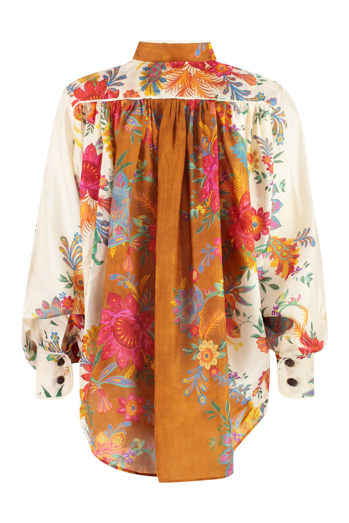 Shop Zimmermann Ginger Relaxed Flowers Printed Silk Blouse In Ivory