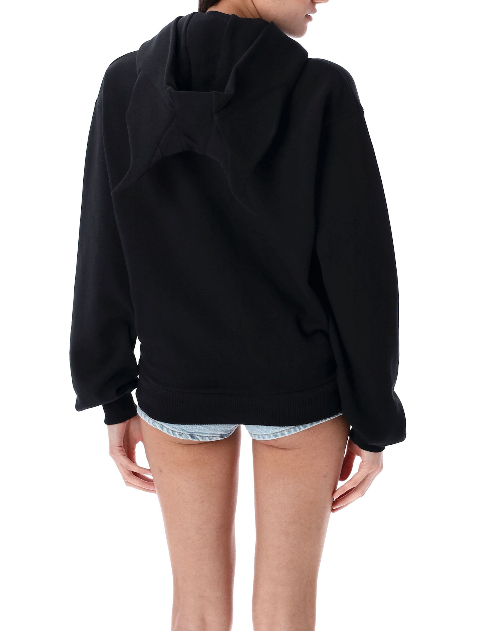 Coperni Maleficent Hooded Cotton Sweatshirt With Kangaroo Pocket In Black