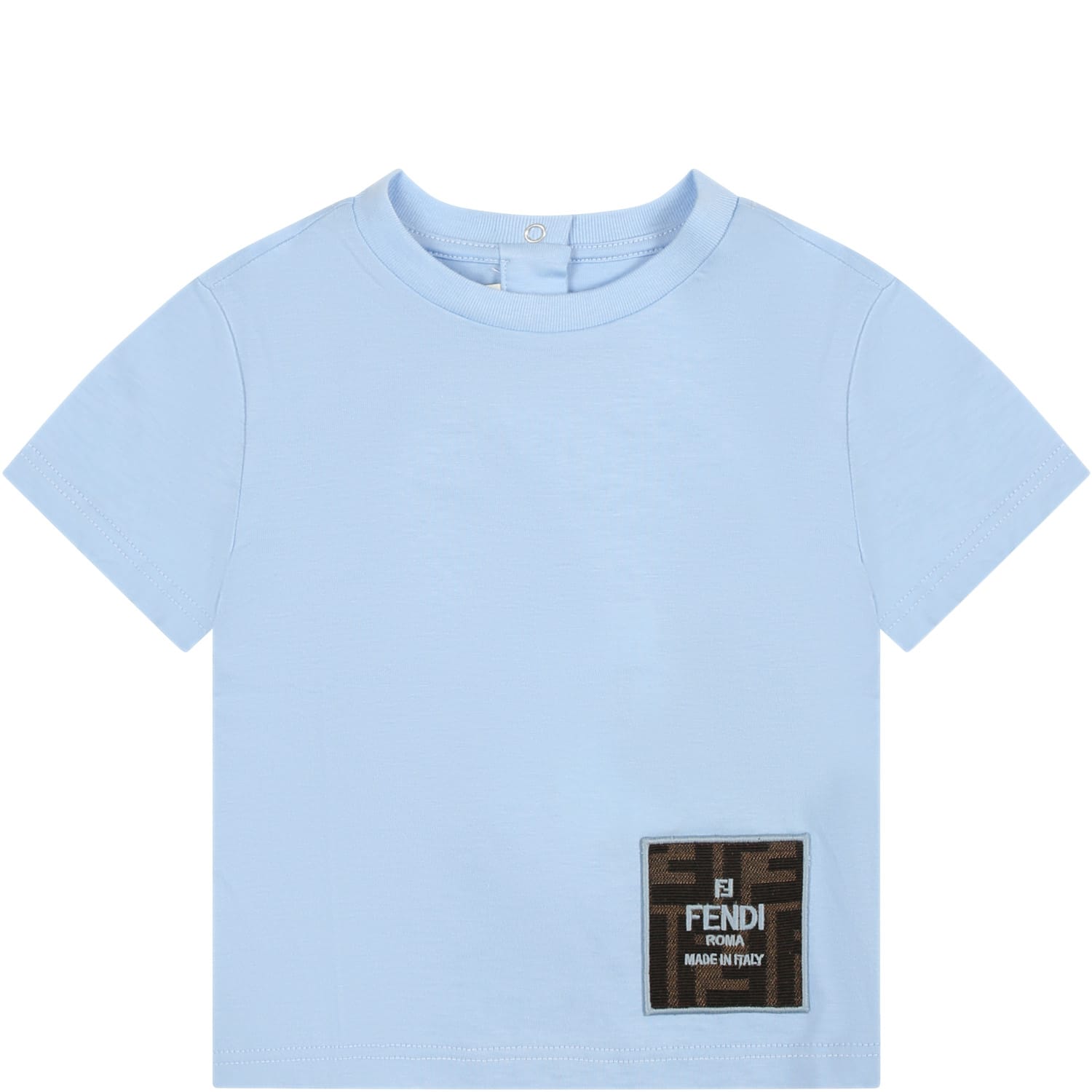 Shop Fendi Light Blue T-shirt For Baby Boy With Ff