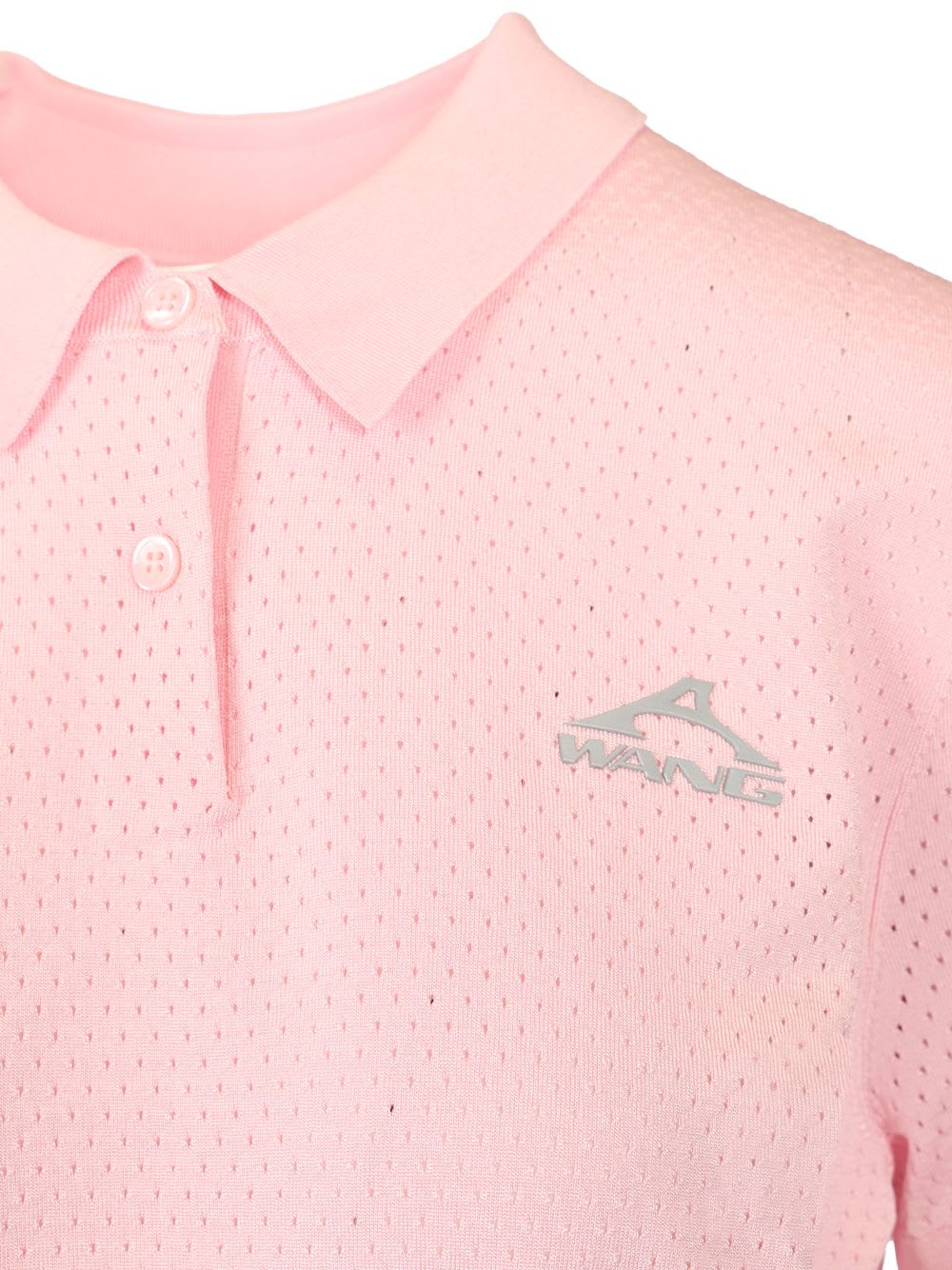Alexander Wang Omens Short-sleeve Mesh-knit Polo T-shirt Light Pink Xs In Pink