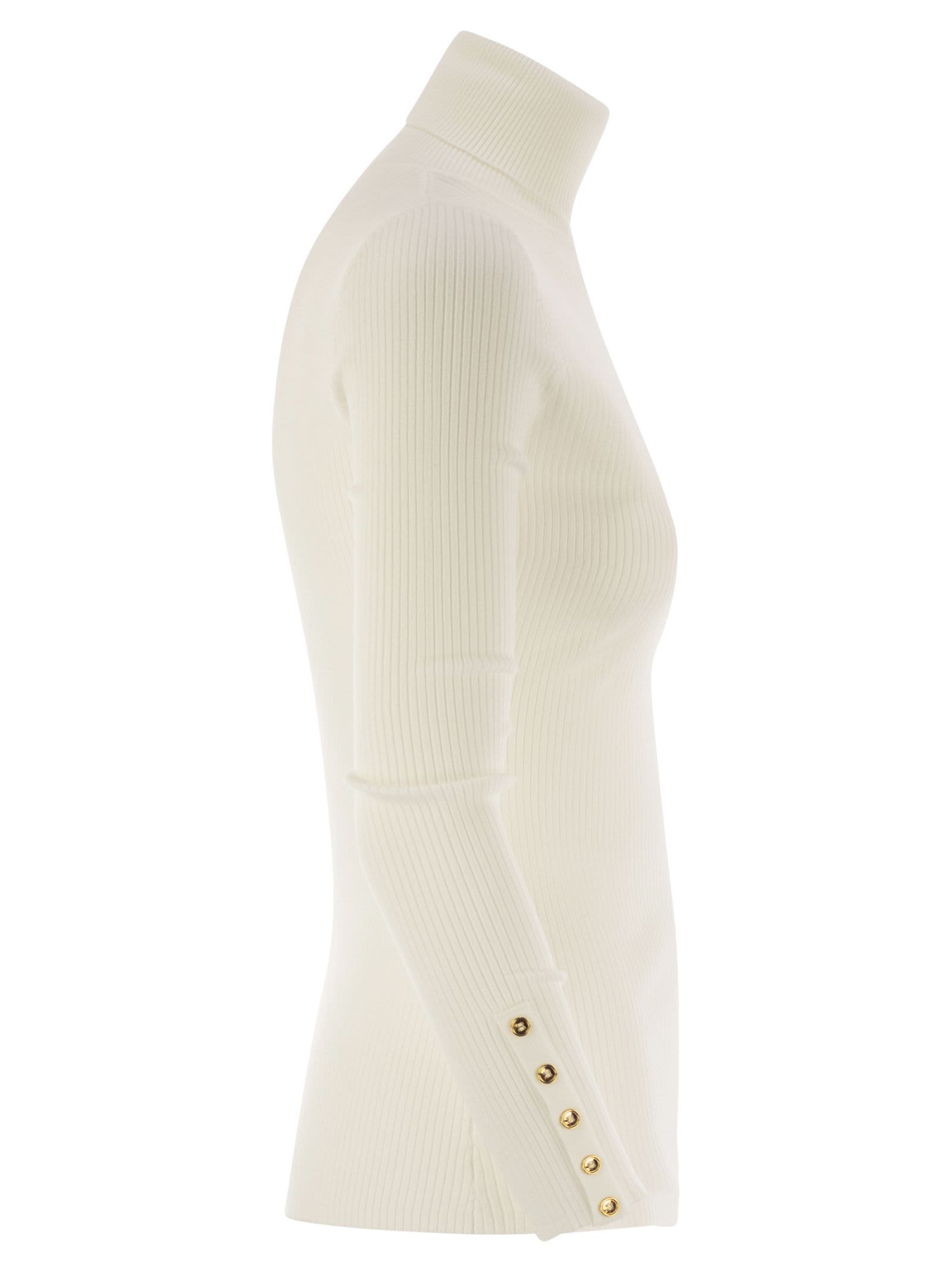 Elisabetta Franchi Ribbed Knit With Pocket In White