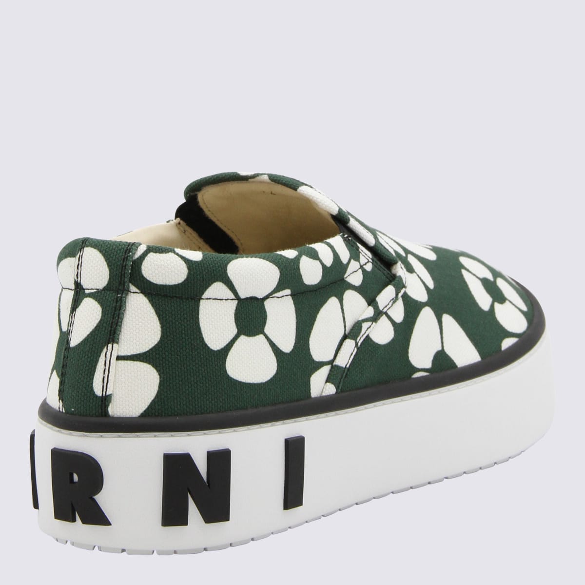 Marni Green And White Canvas Slip On Trainers
