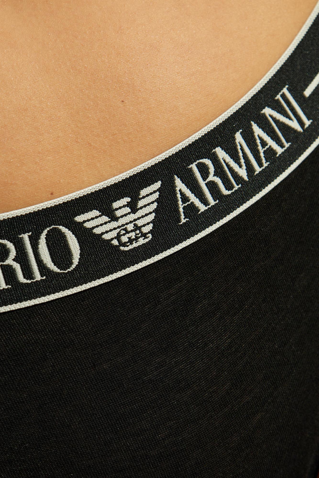 Emporio Armani Two-pack Of Asv Organic-cotton Briefs With Logo Waistband In Black