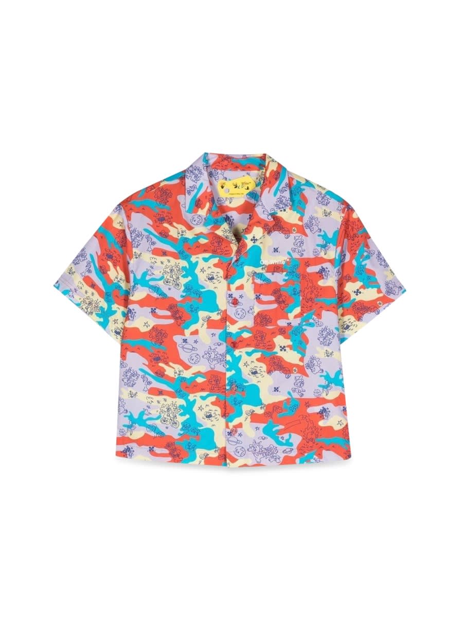 Off-white Boys Puzzleflage Bowling Shirt In Multicolour