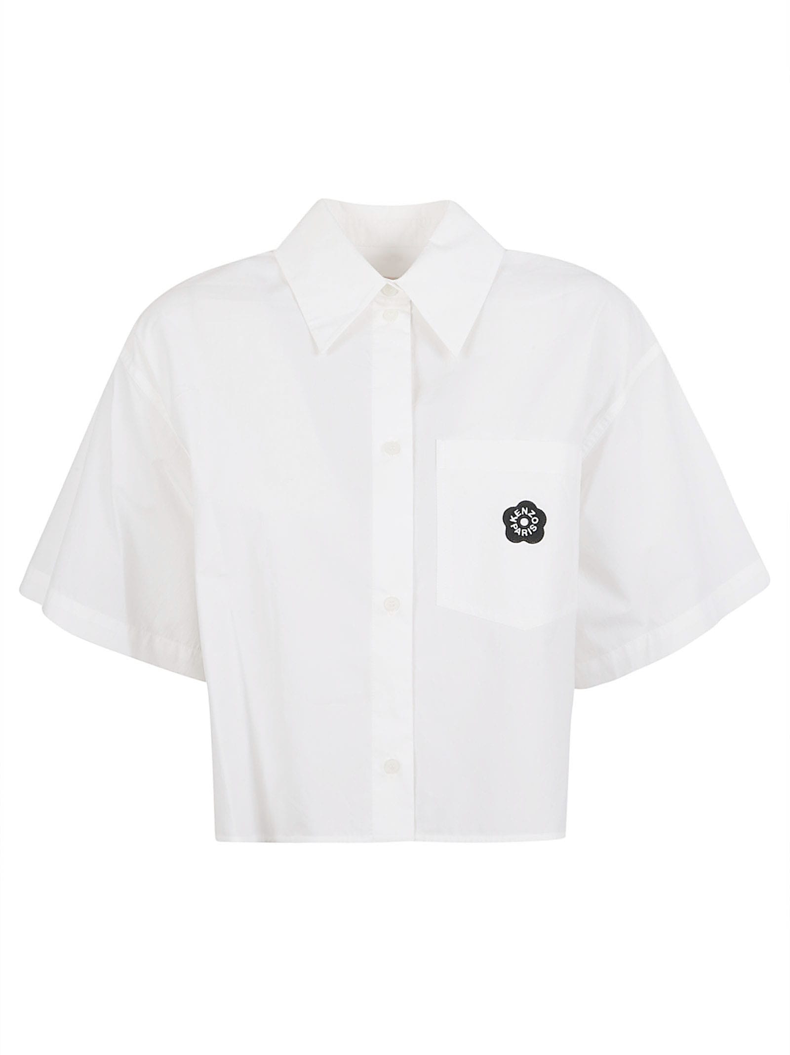 Shop Kenzo Cropped Shirt In White