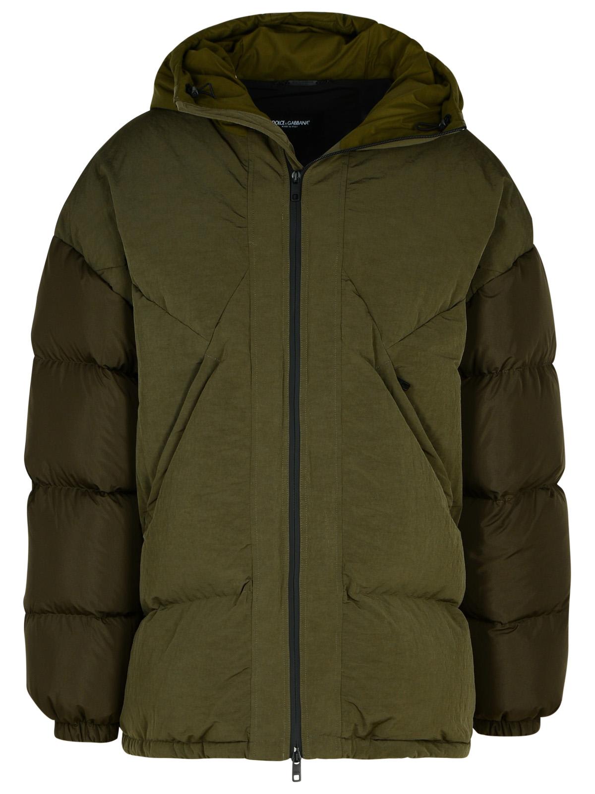 Green Cotton Blend Down Jacket