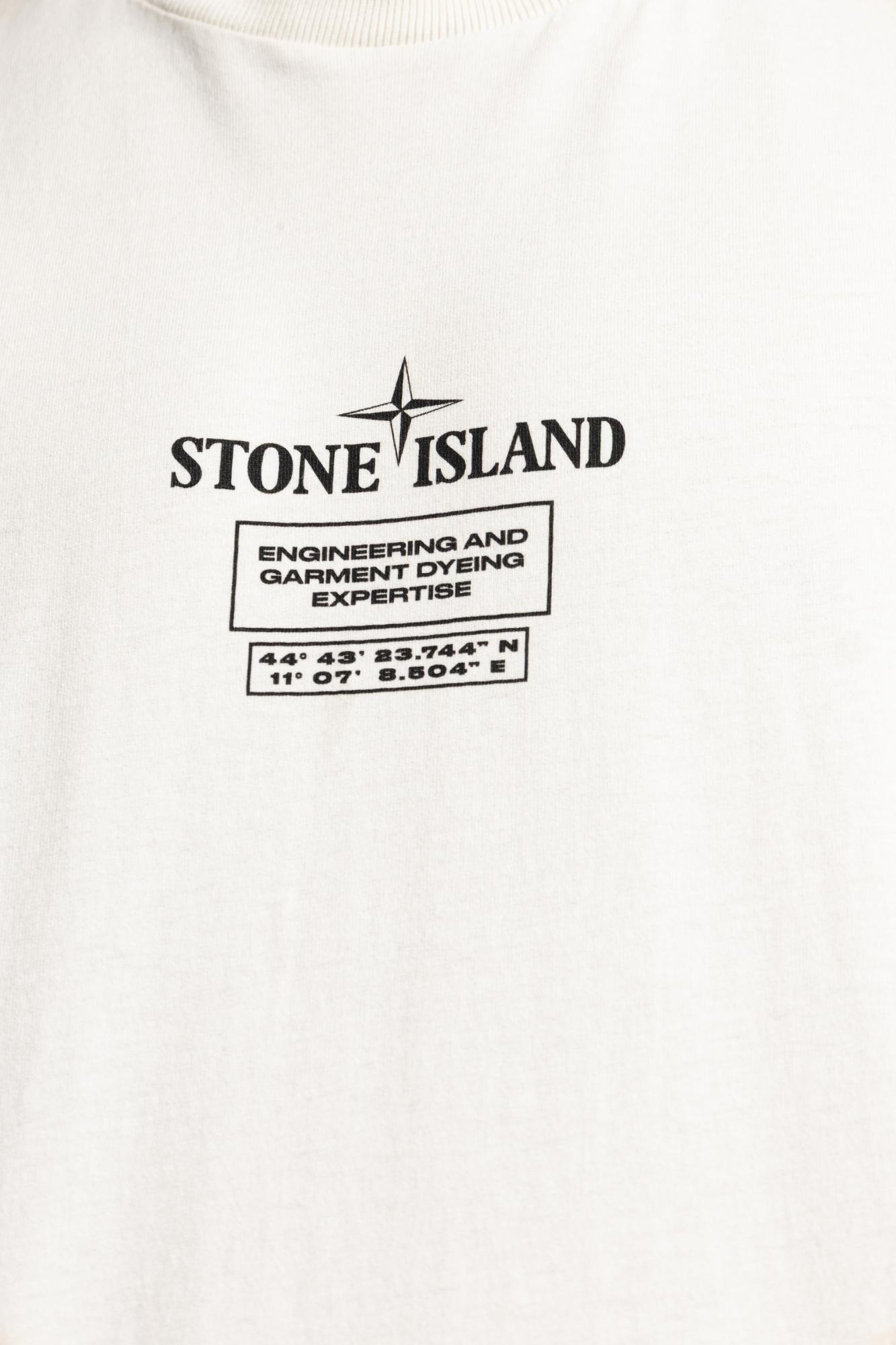 Stone Island Logo Crew Neck Cotton T-shirt With Short Sleeves In White