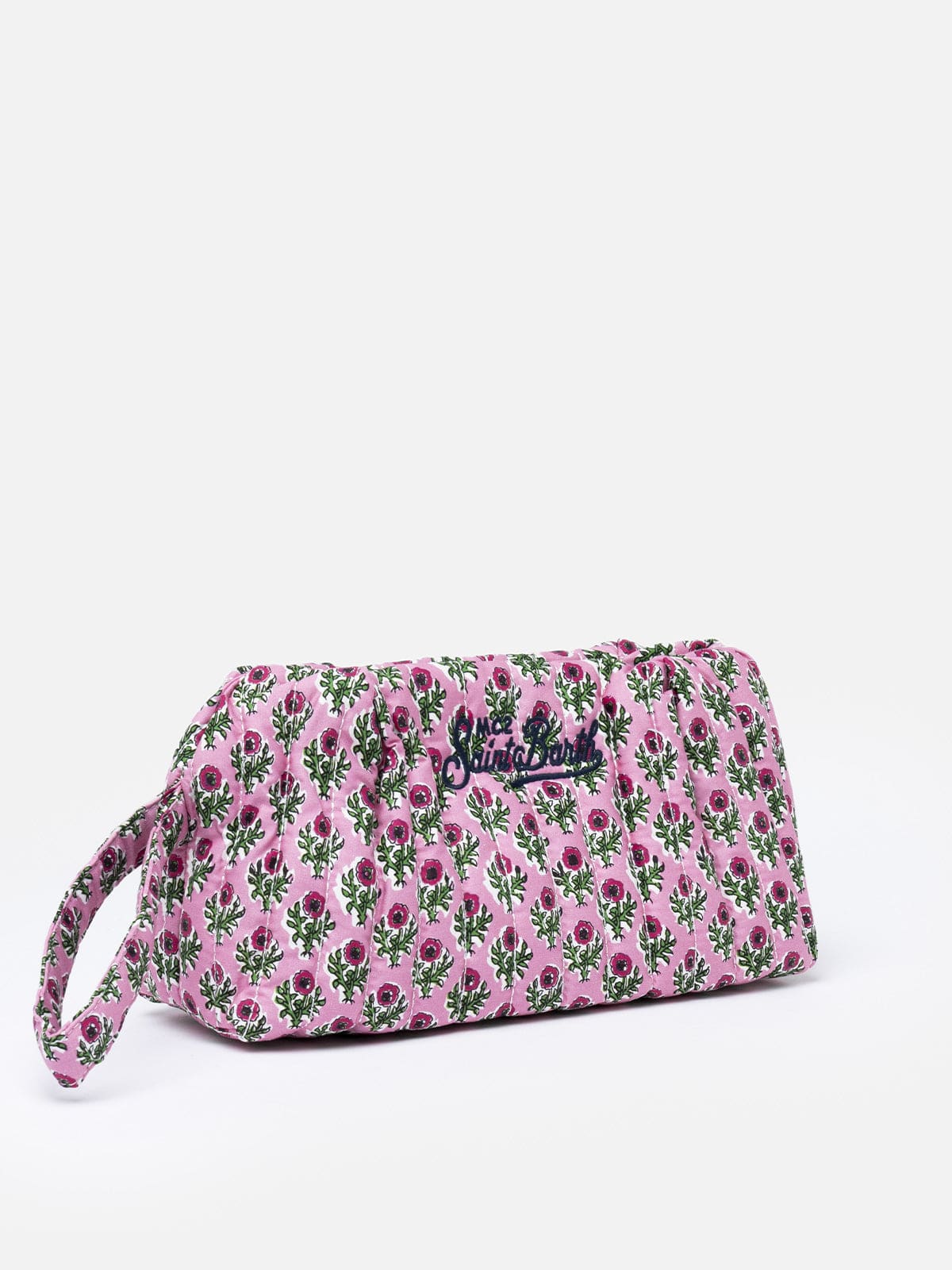 Mc2 Saint Barth Flower Patch Quilted Small Pouch In Pink