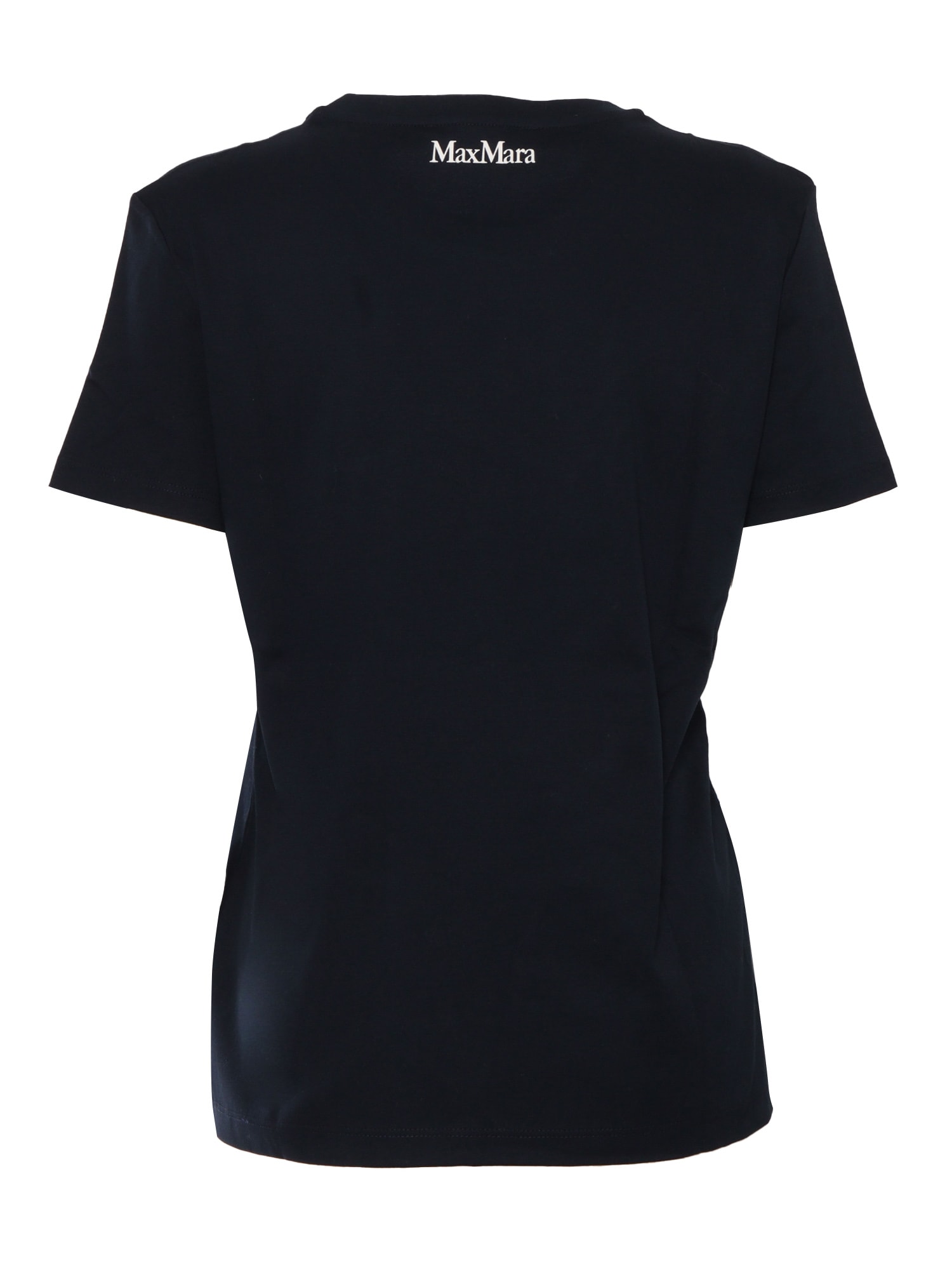 Max Mara Studio Ring Floral Embroidered Crewneck T In Blue