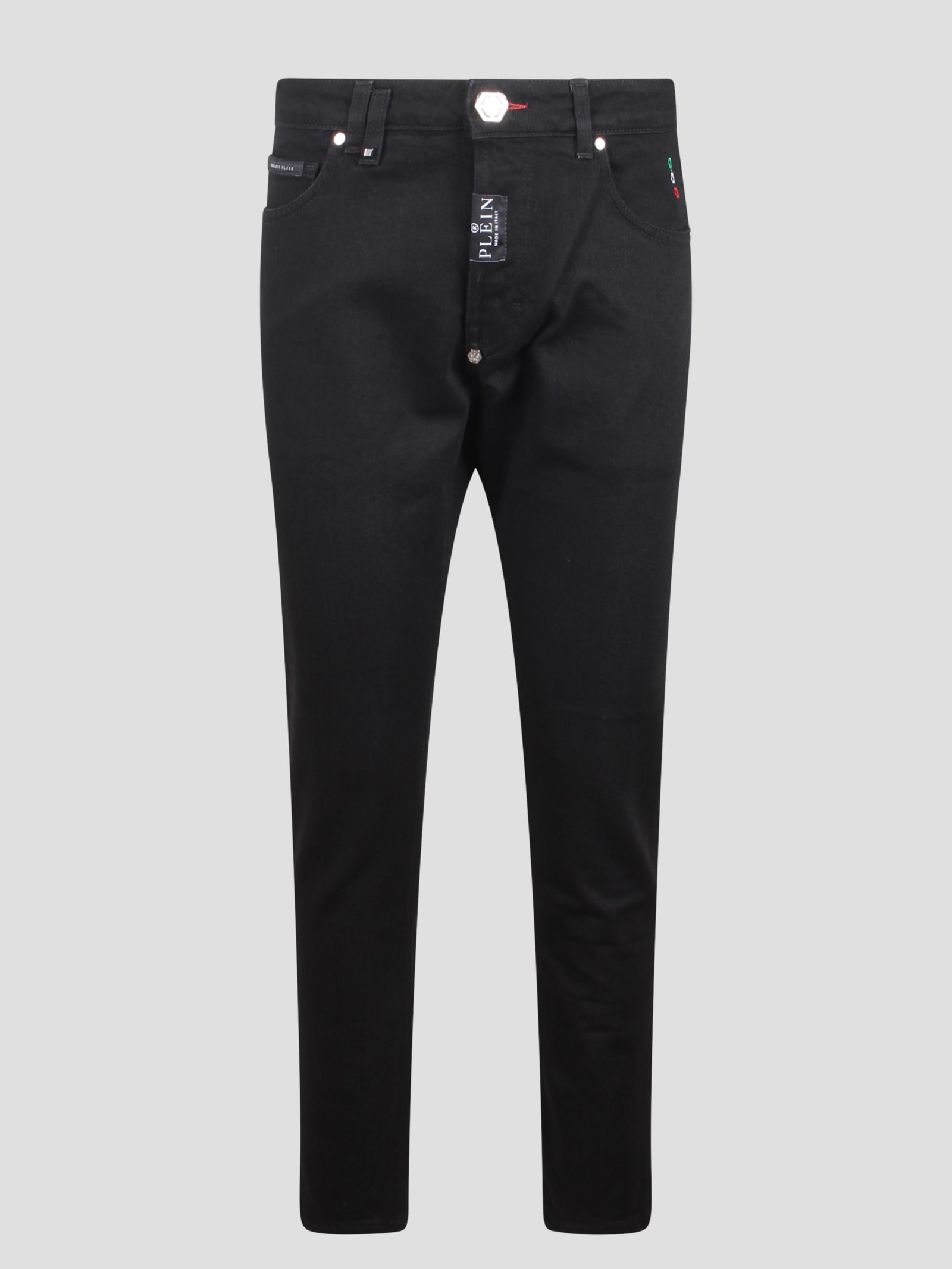 Shop Philipp Plein Skinny Fit Black Denim Trousers