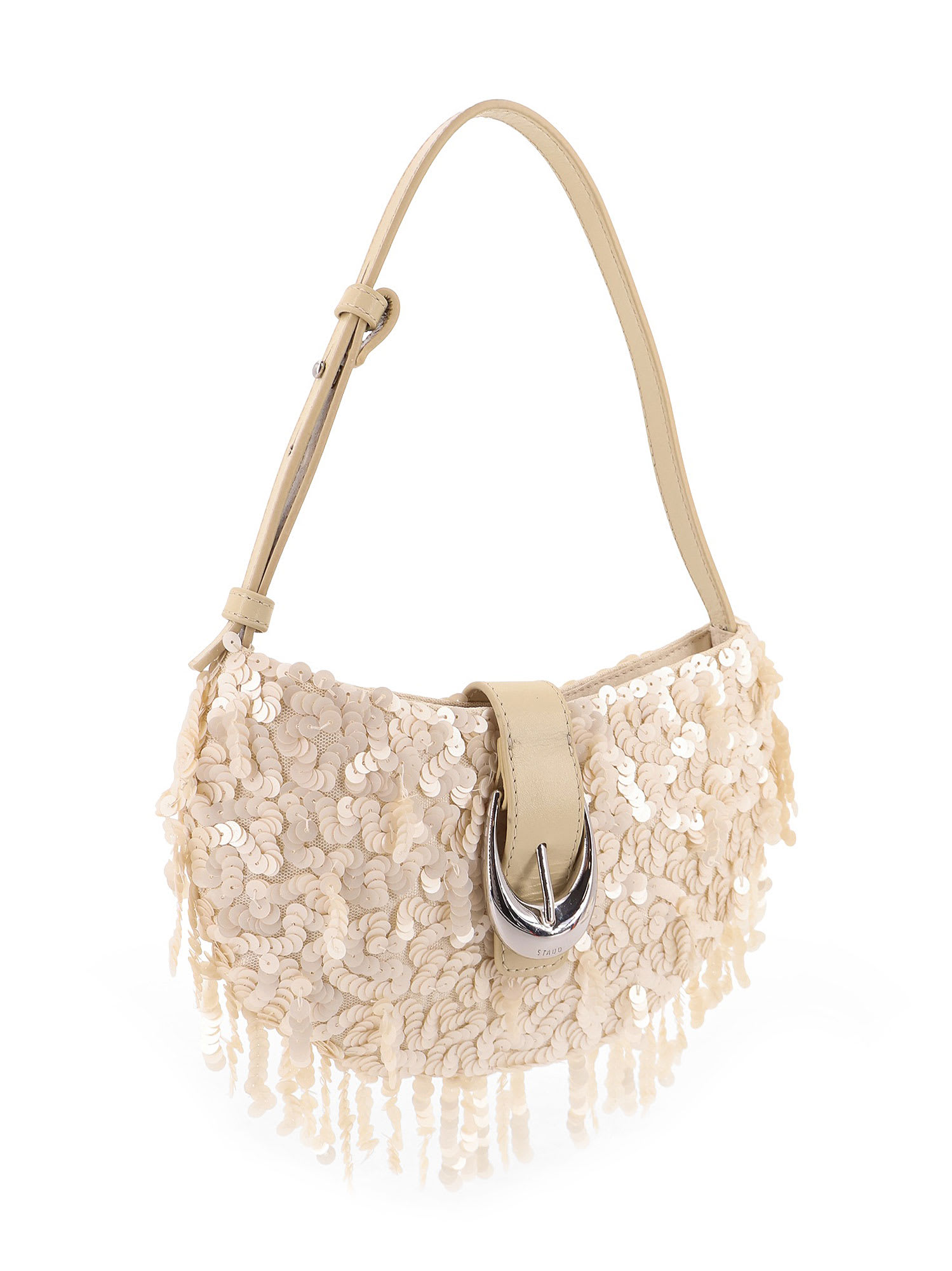 Staud Alana Bag Shoulder Bag With All-over Sequins In White