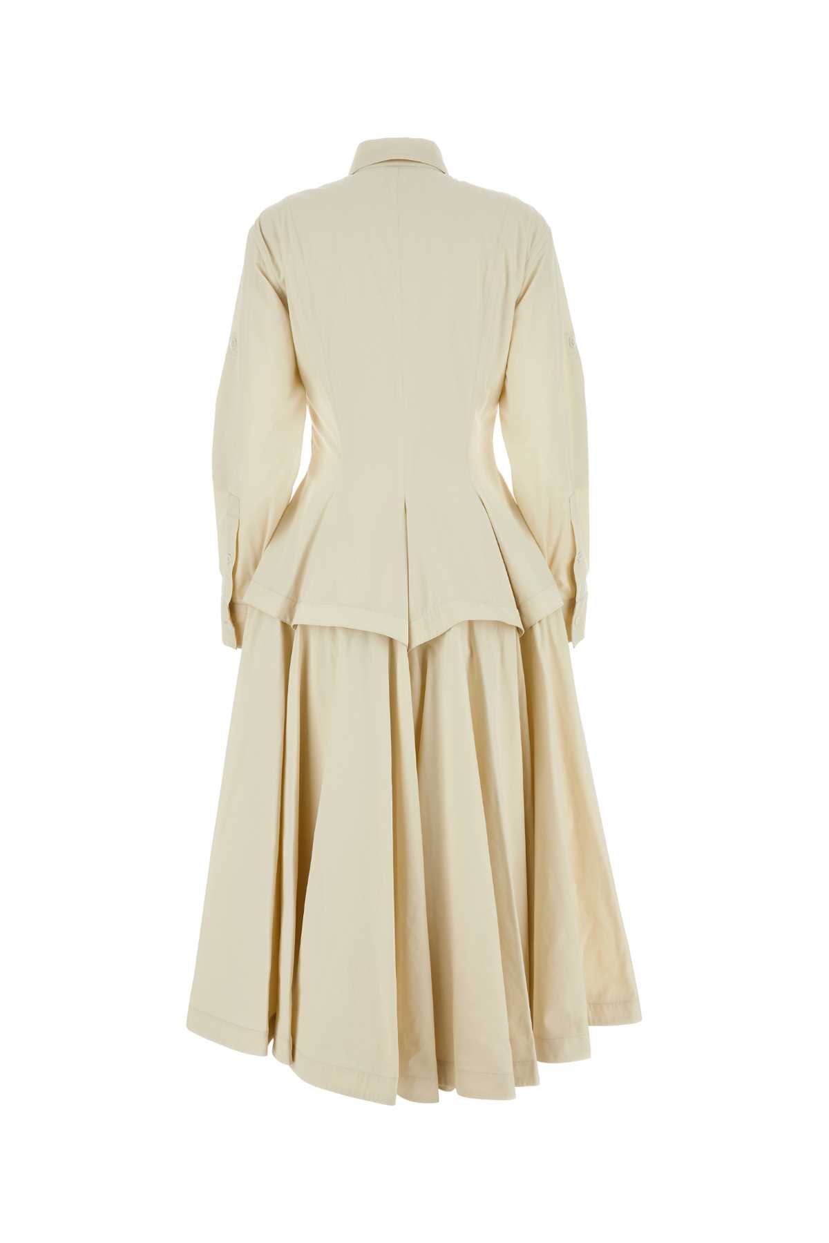 Bottega Veneta Sand Cotton Blend Shirt Dress In Sabbia
