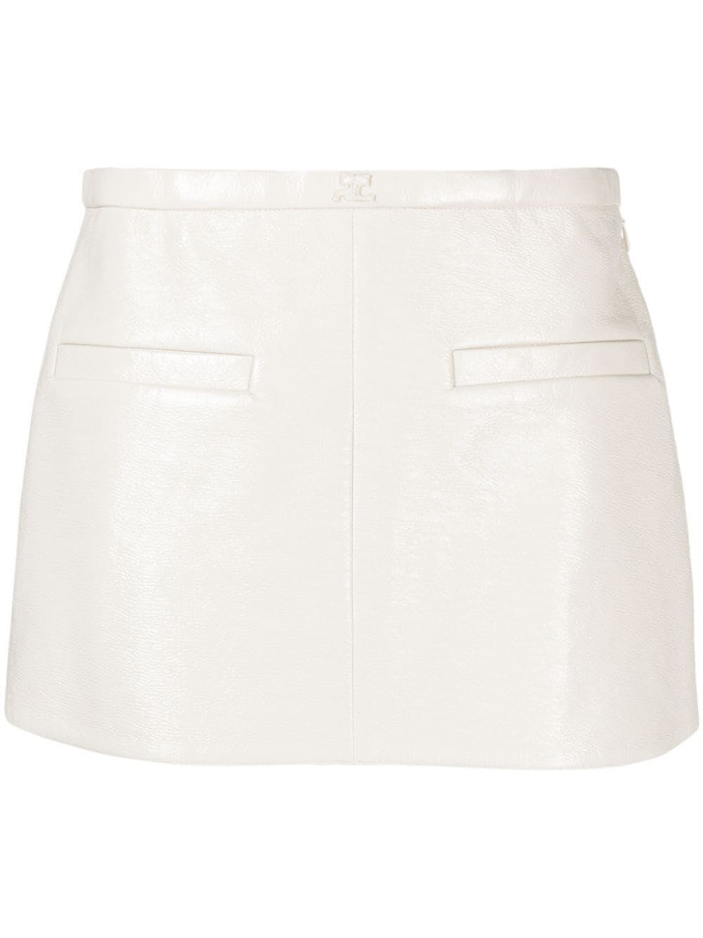 Shop Courrèges Heritage A-line Vinyl Mini Skirt In Off White