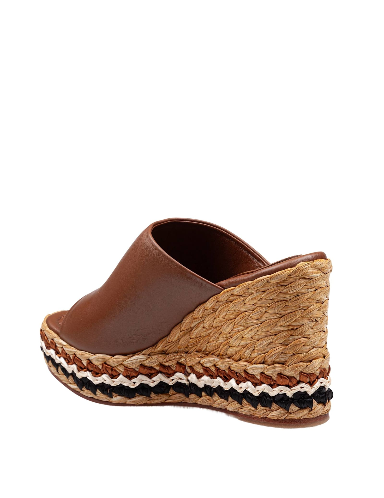 Paloma Barceló Paloma Oriane Leather Sandal With Raffia Wedge In Leather