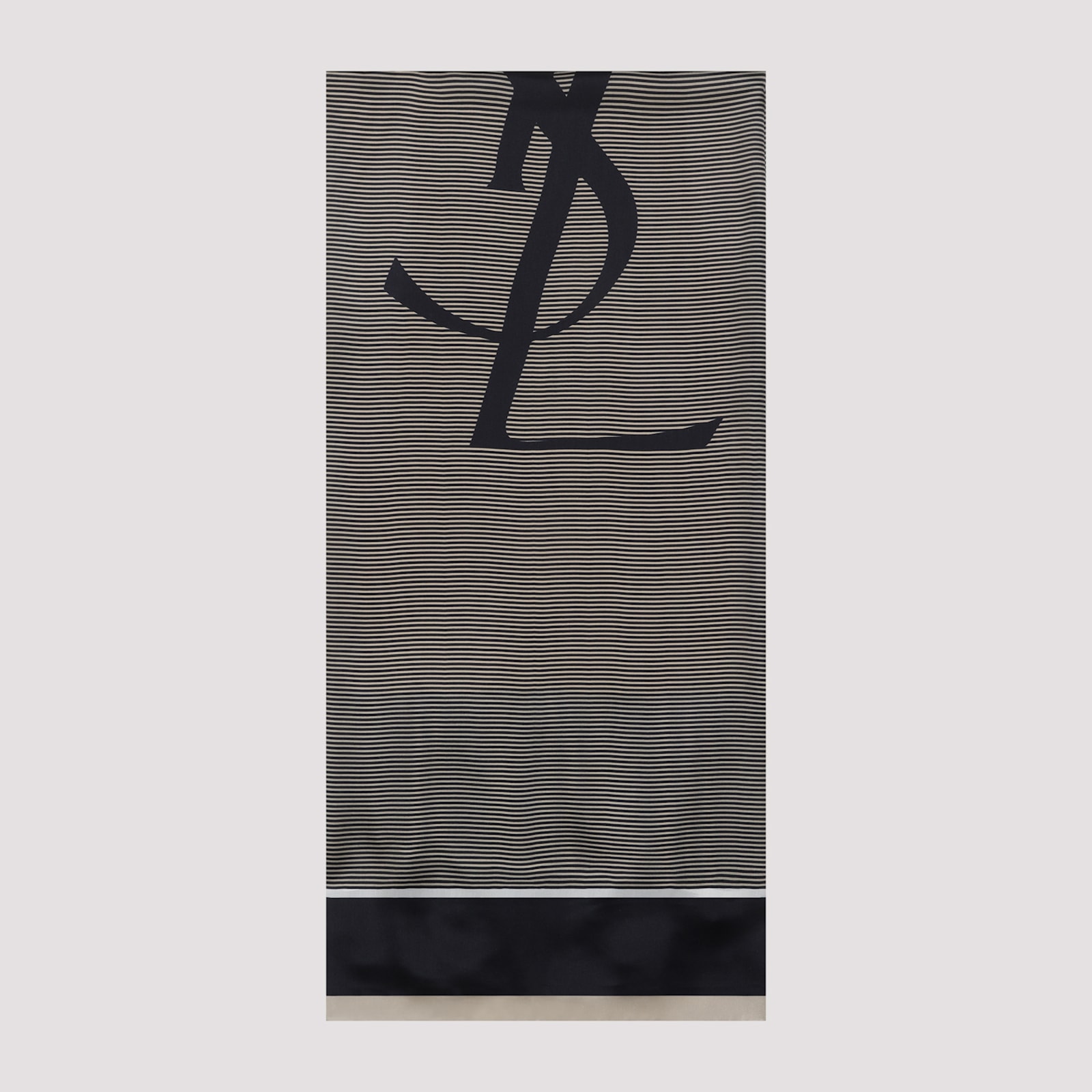 Saint Laurent Cassandre Stripe Silk Charmeuse Scarf In Navy Ivory