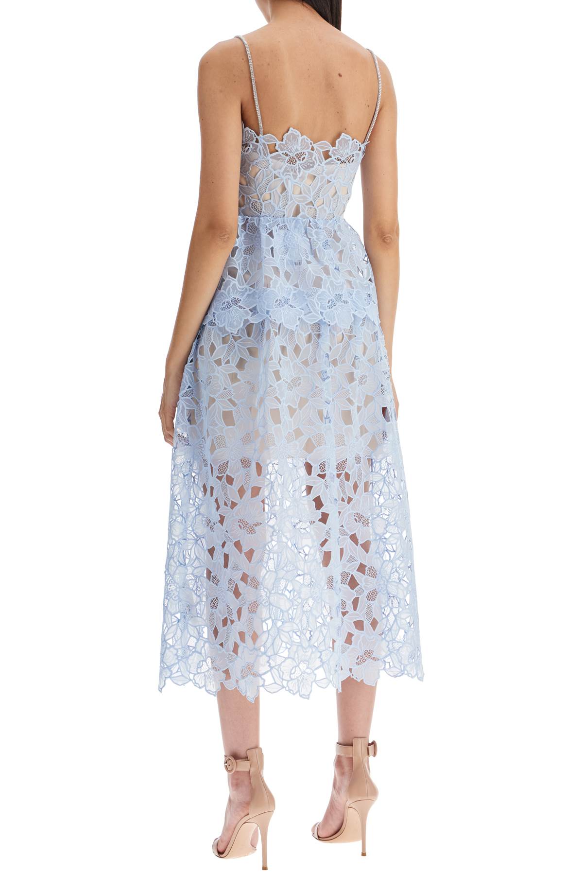 Shop Self-portrait Midi Organza Dress In In Blue (light Blue)