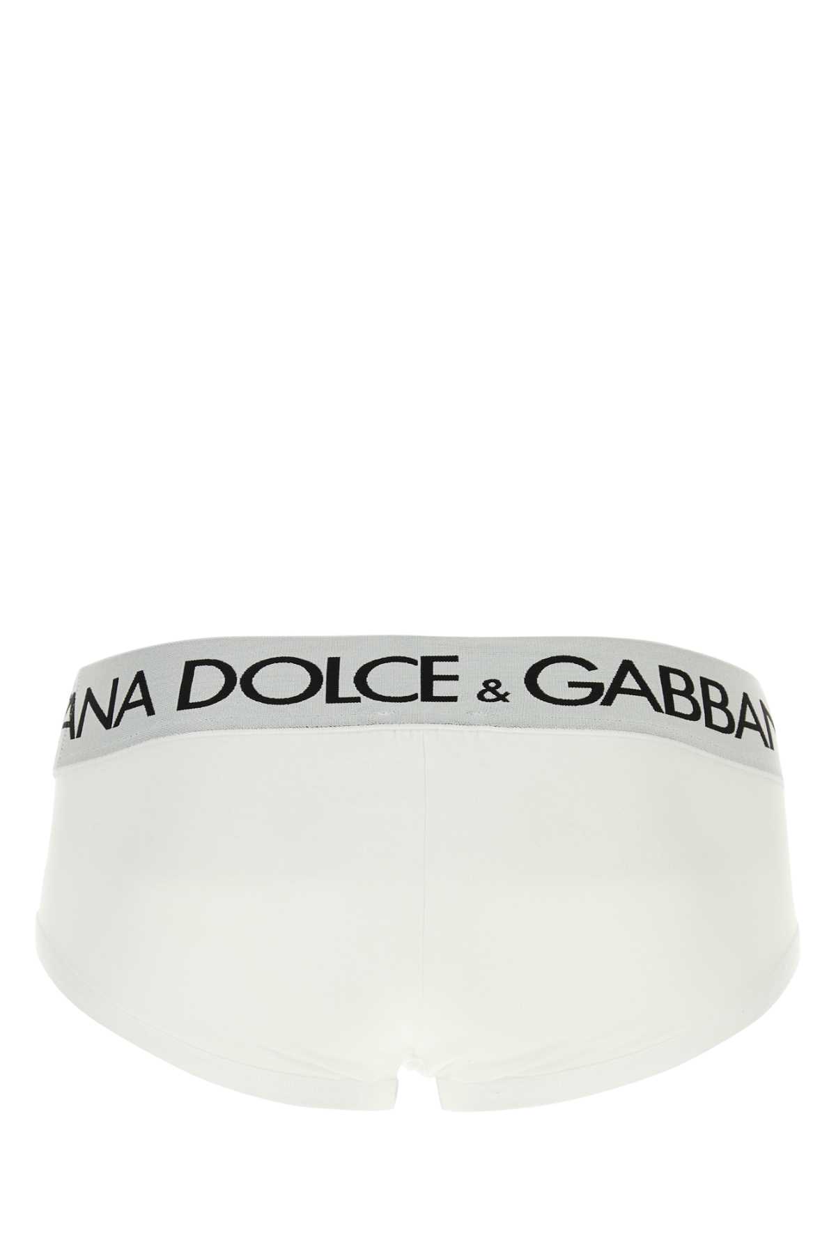 Shop Dolce & Gabbana White Stretch Cotton Brief Set In Biancoottico