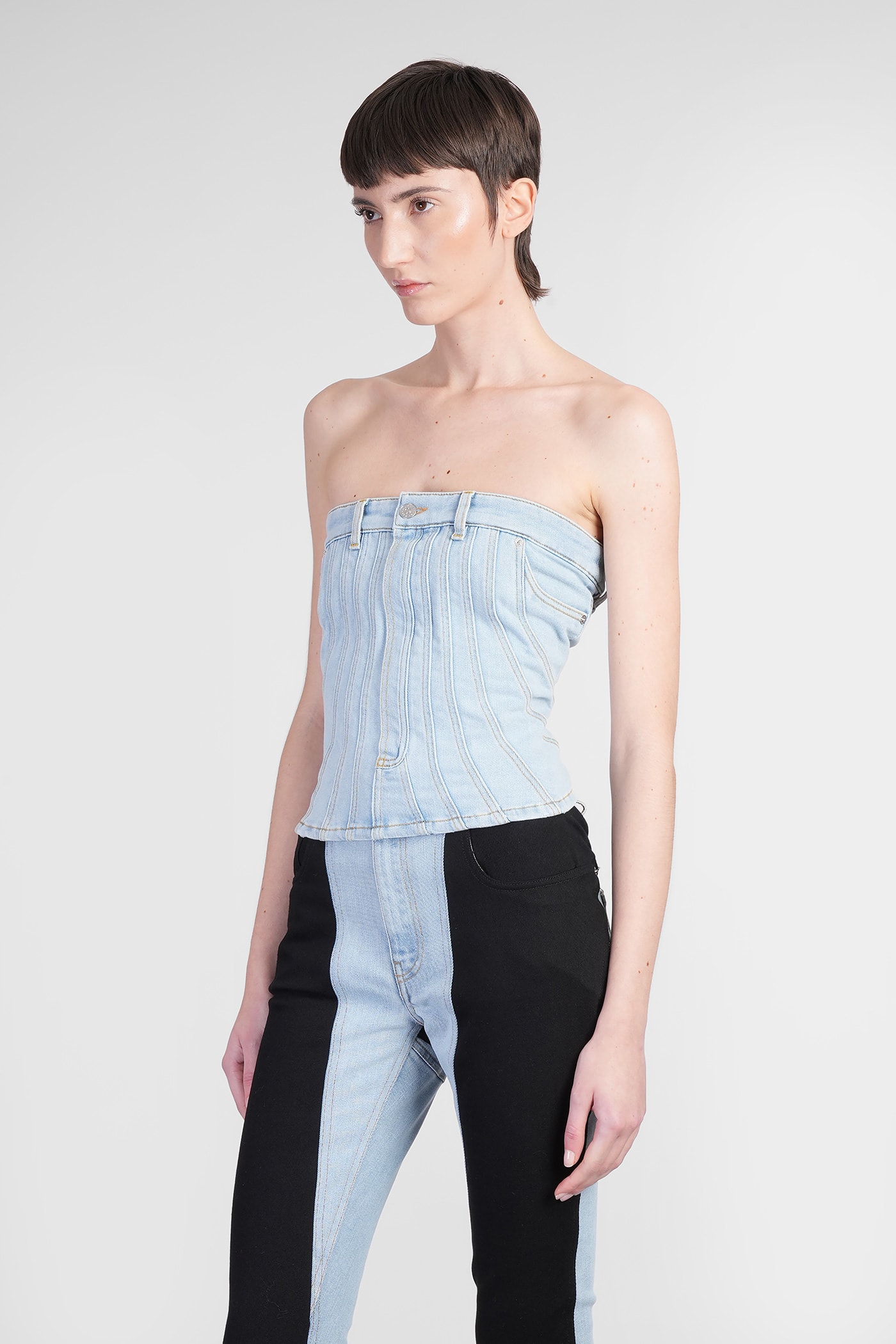 Mugler Women's Denim Bustier Top
