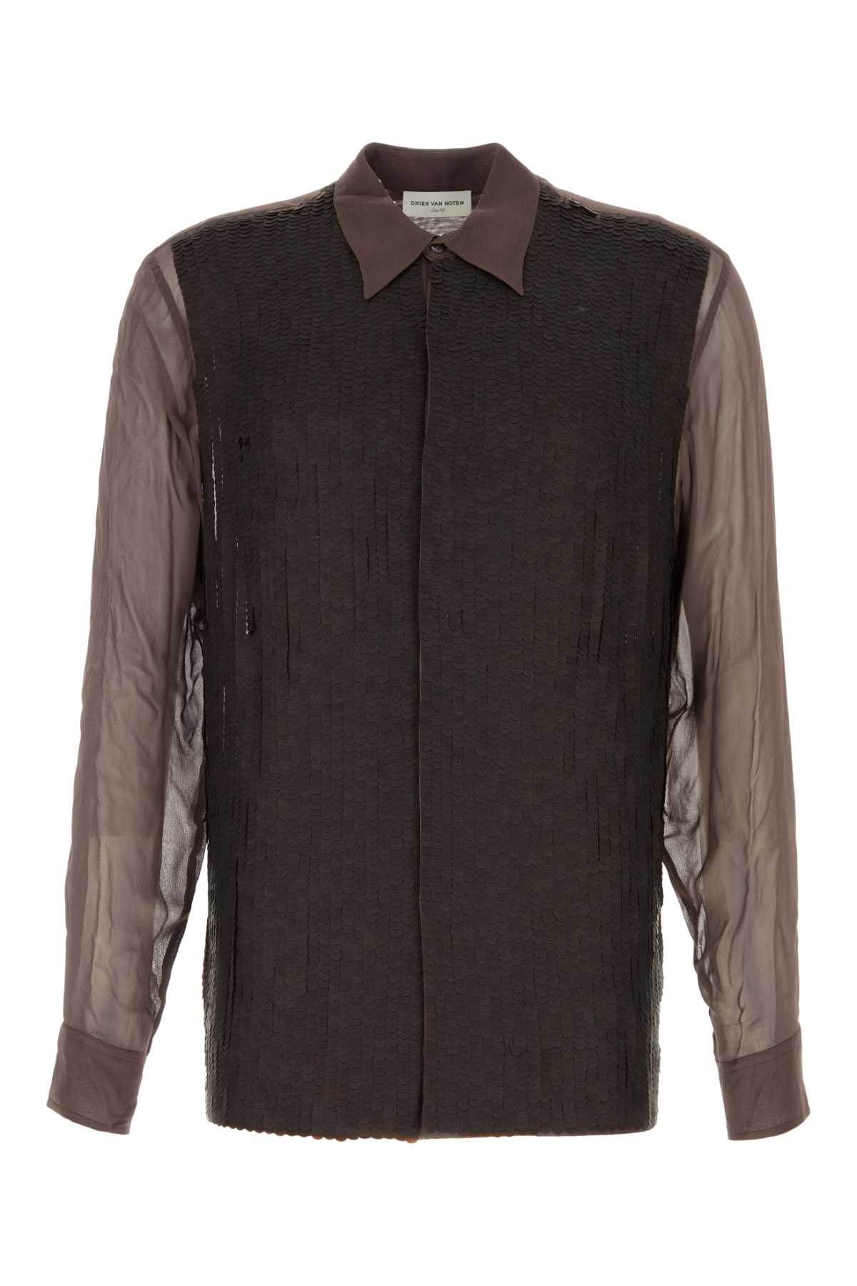 Shop Dries Van Noten Brown Crepe Shirt In Darkbrown