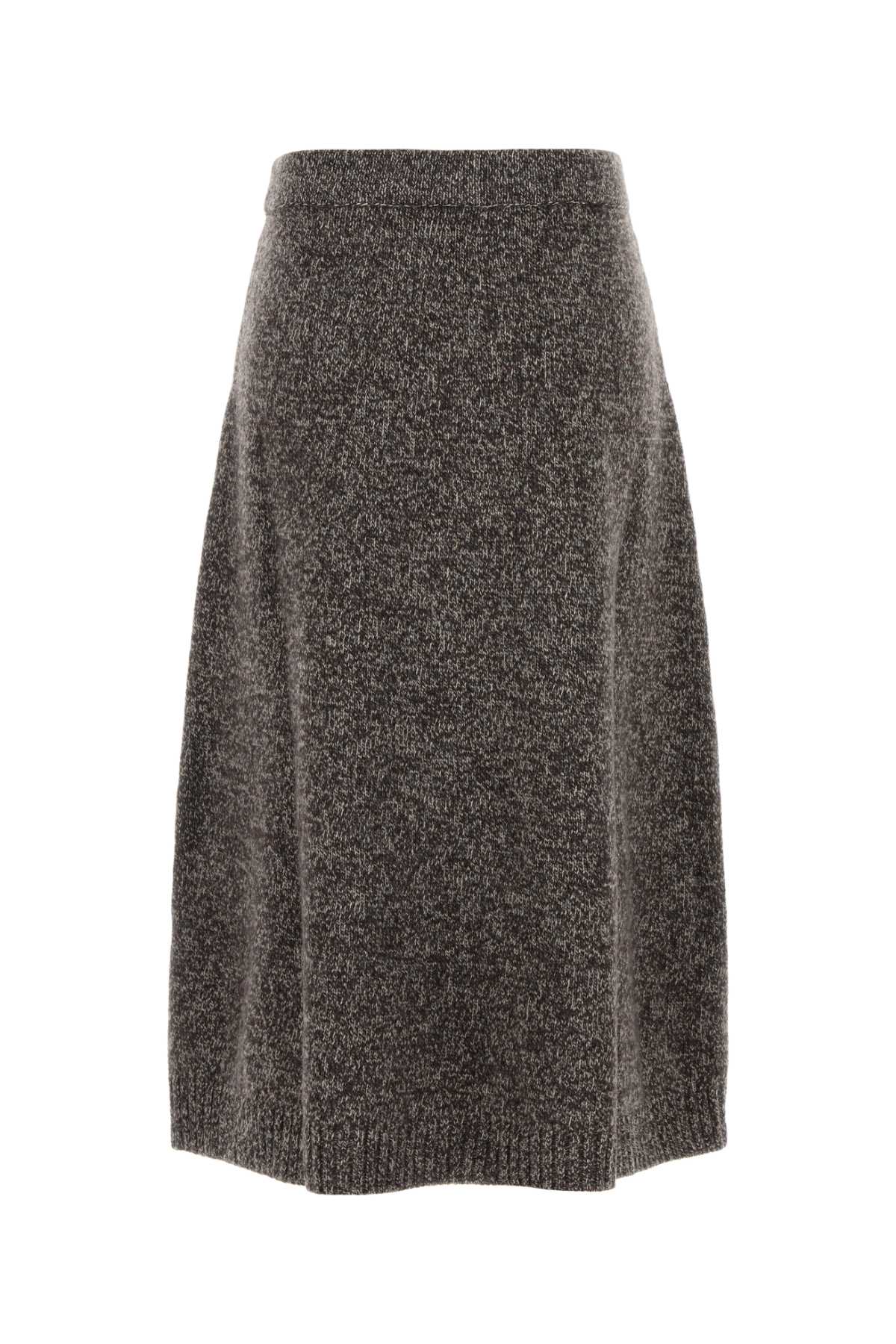 Weekend Max Mara Virgin Wool Knitted Midi Skirt In Gray