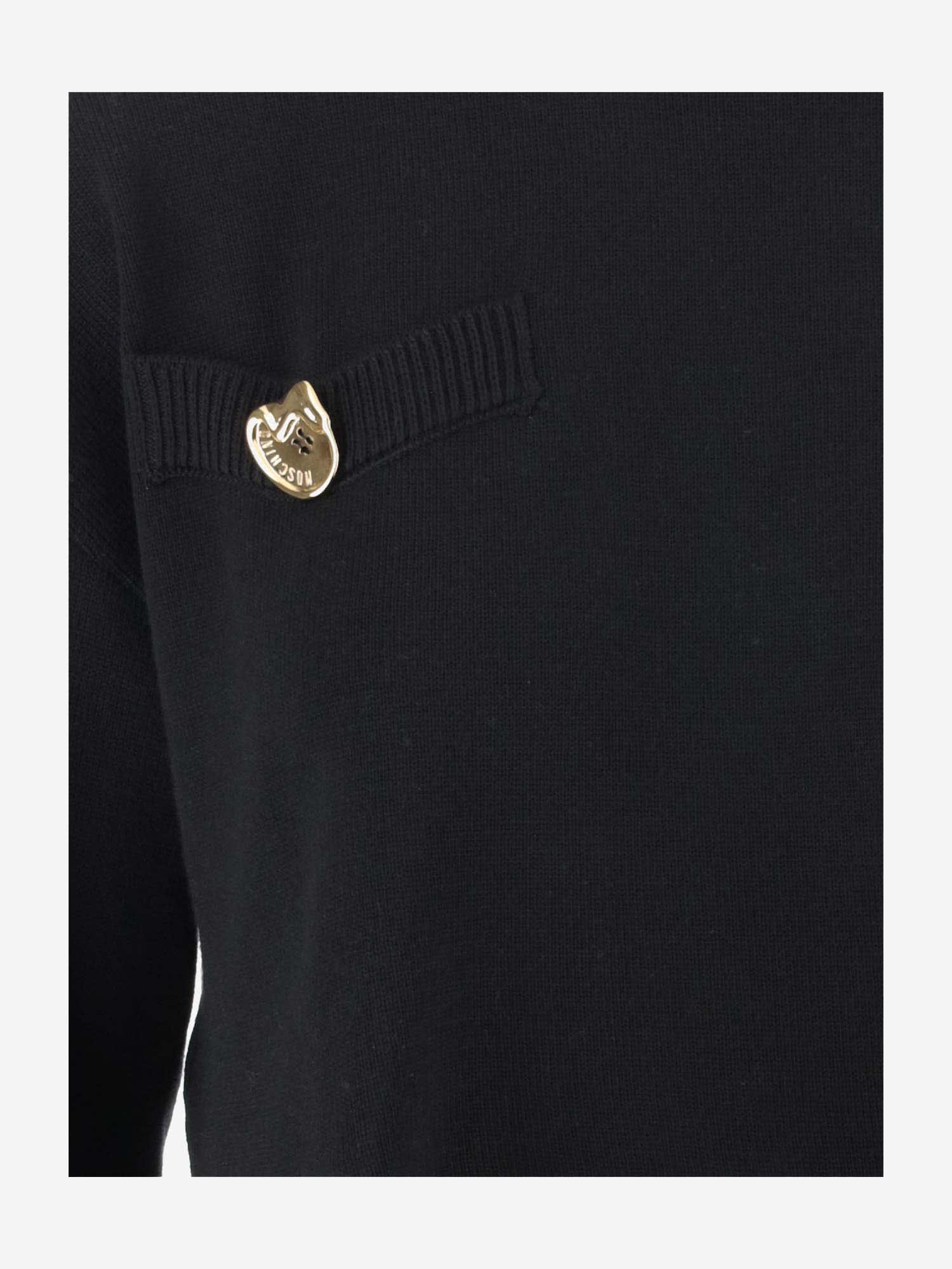 Moschino Asymmetric Hem Crewneck Knitted Jumper In Black