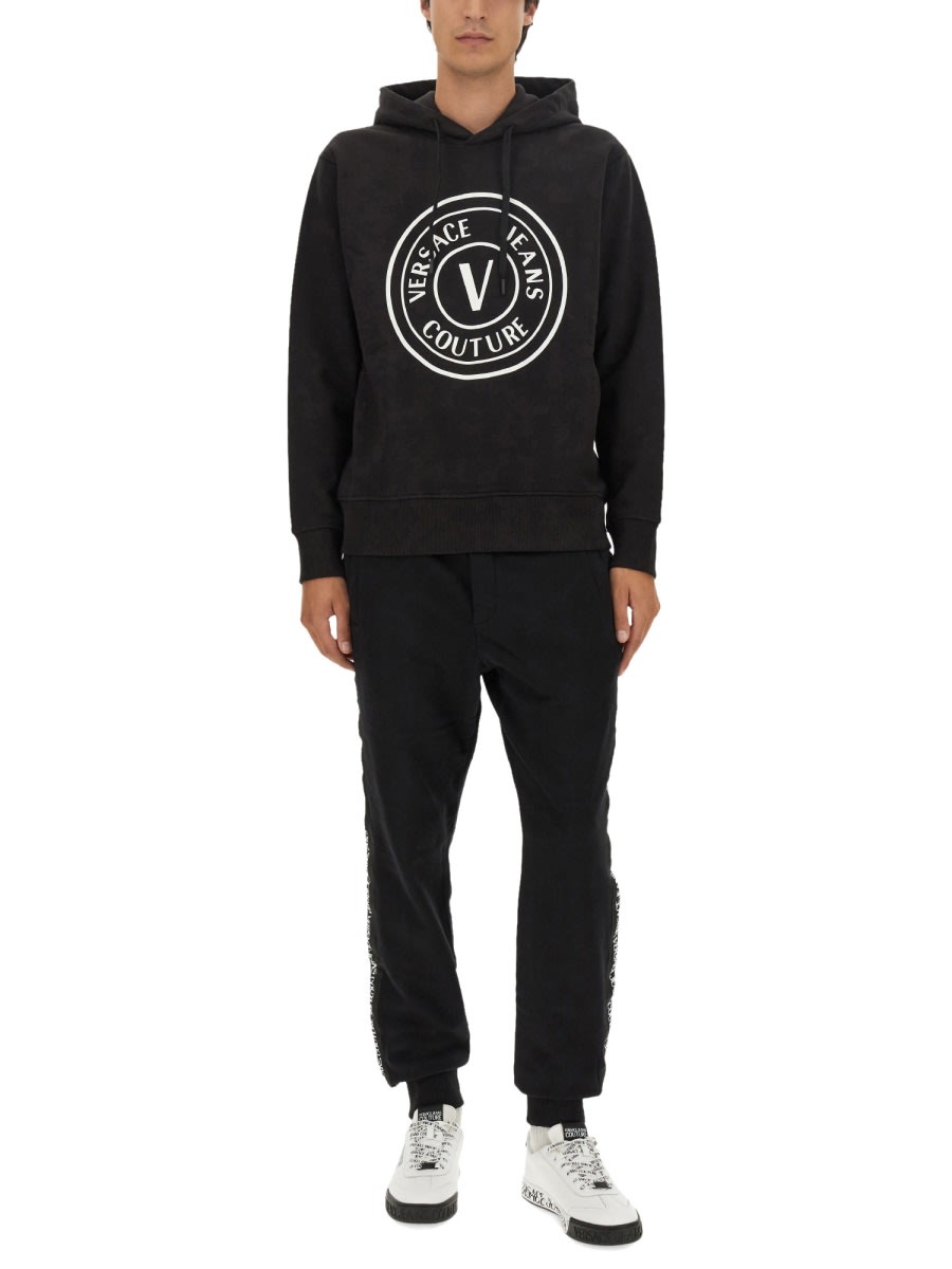 Shop Versace Jeans Couture Sweatshirt With Logo In Black